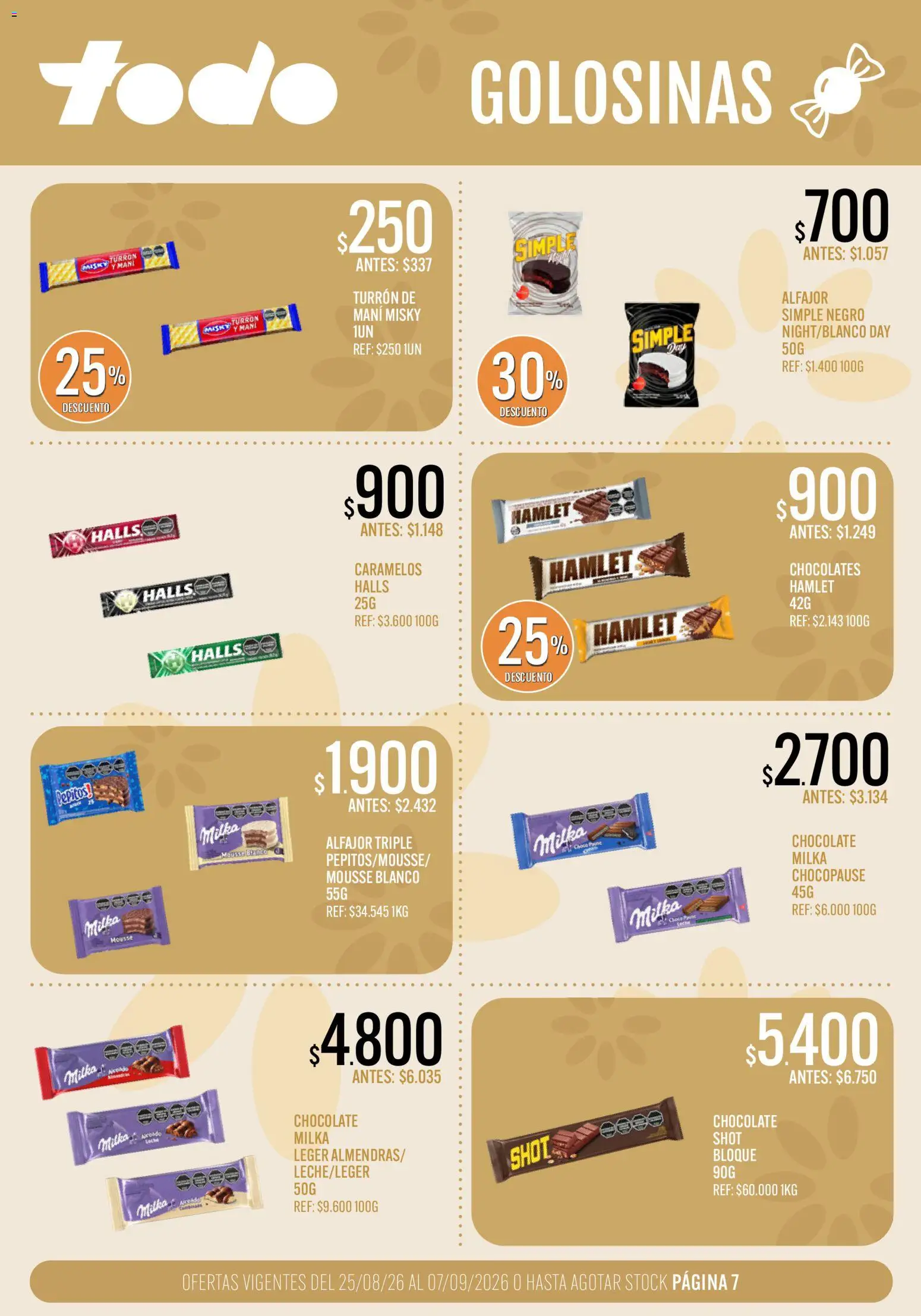 Supermercados TODO - Ofertas │ válido desde el 25/08/2026 | Página: 7 | Productos: Mani, Chocolate, Alfajor, Turrón