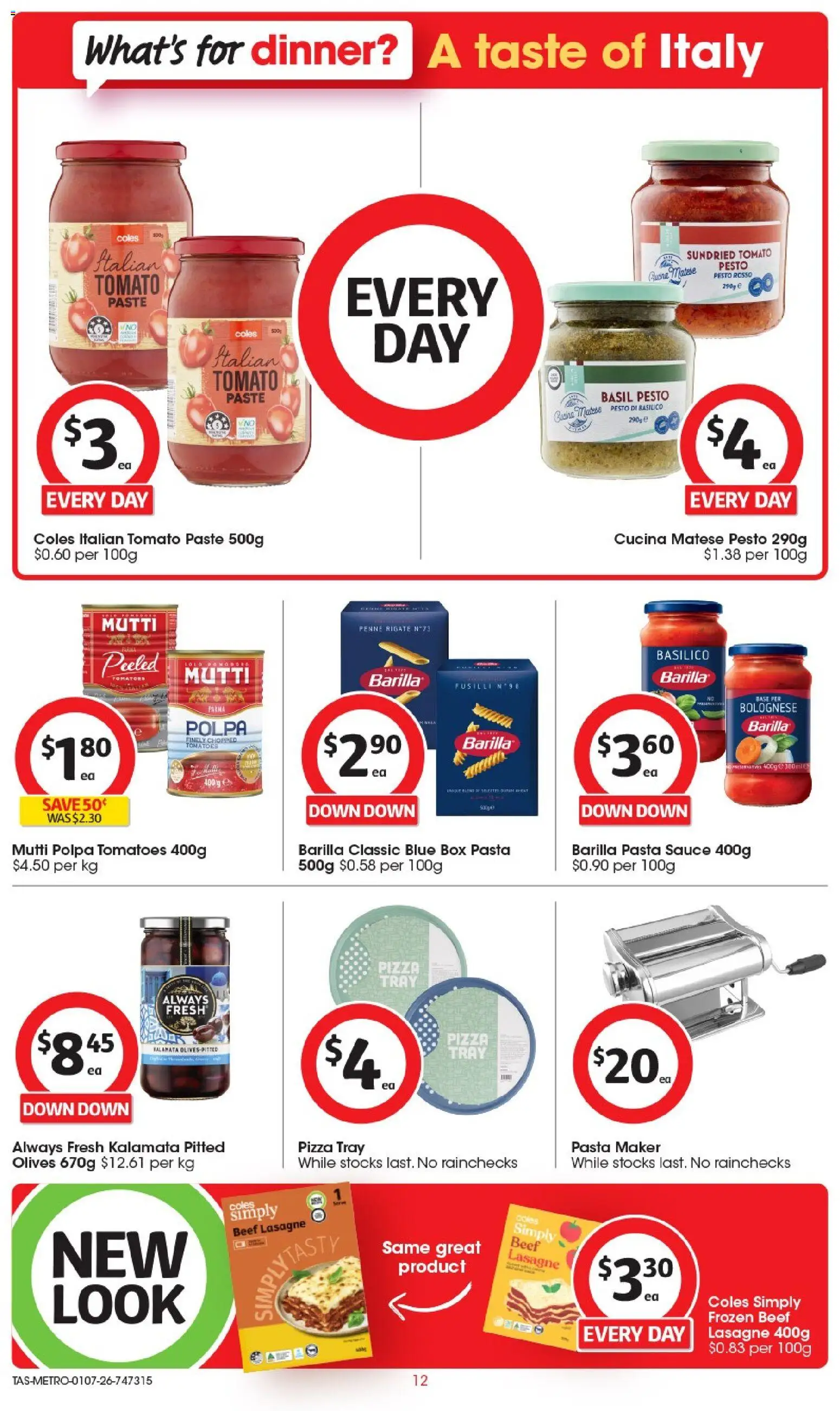 Coles catalogue - valid from 01/07/2026 | Page: 12 | Products: Box, Pizza, Tomatoes, Sauce