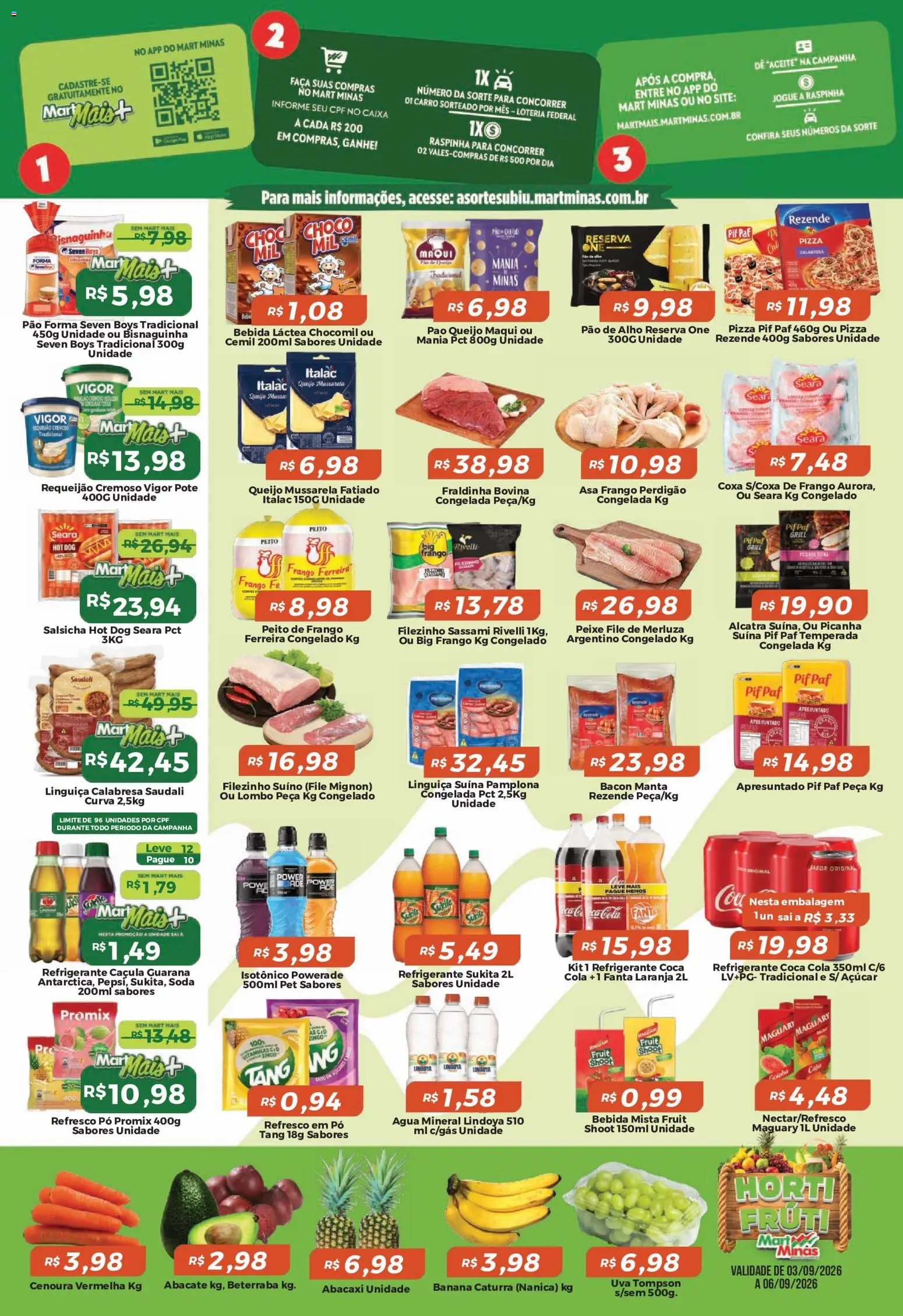 Mart Minas Folheto - válido de 03/09/2026 | Página: 2 | Produtos: Fanta, Uva, Picanha, Bebida