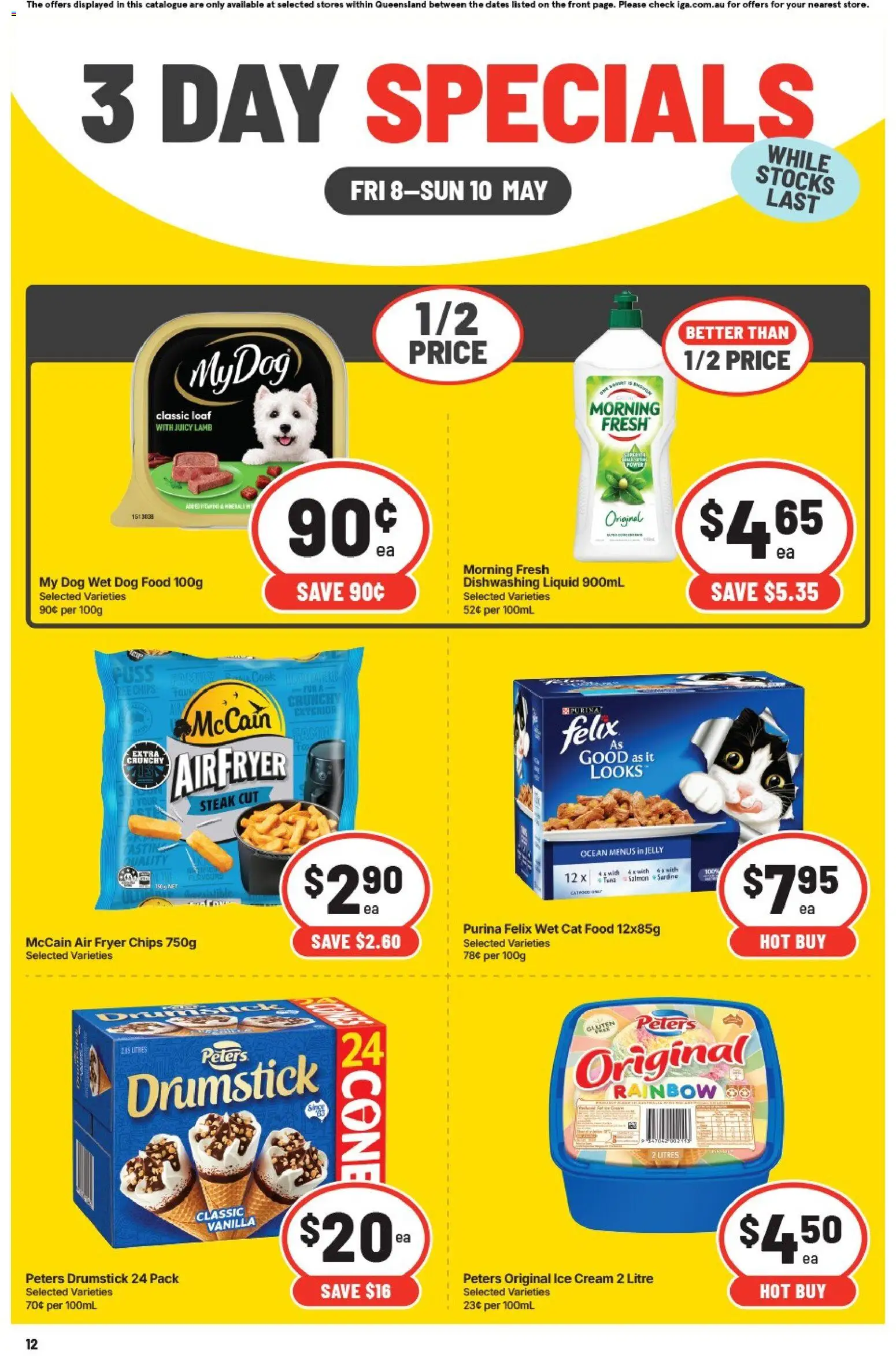 IGA catalogue - valid from 08.05.2026 | Page: 4 | Products: Lamb, Chips, Steak, Salmon