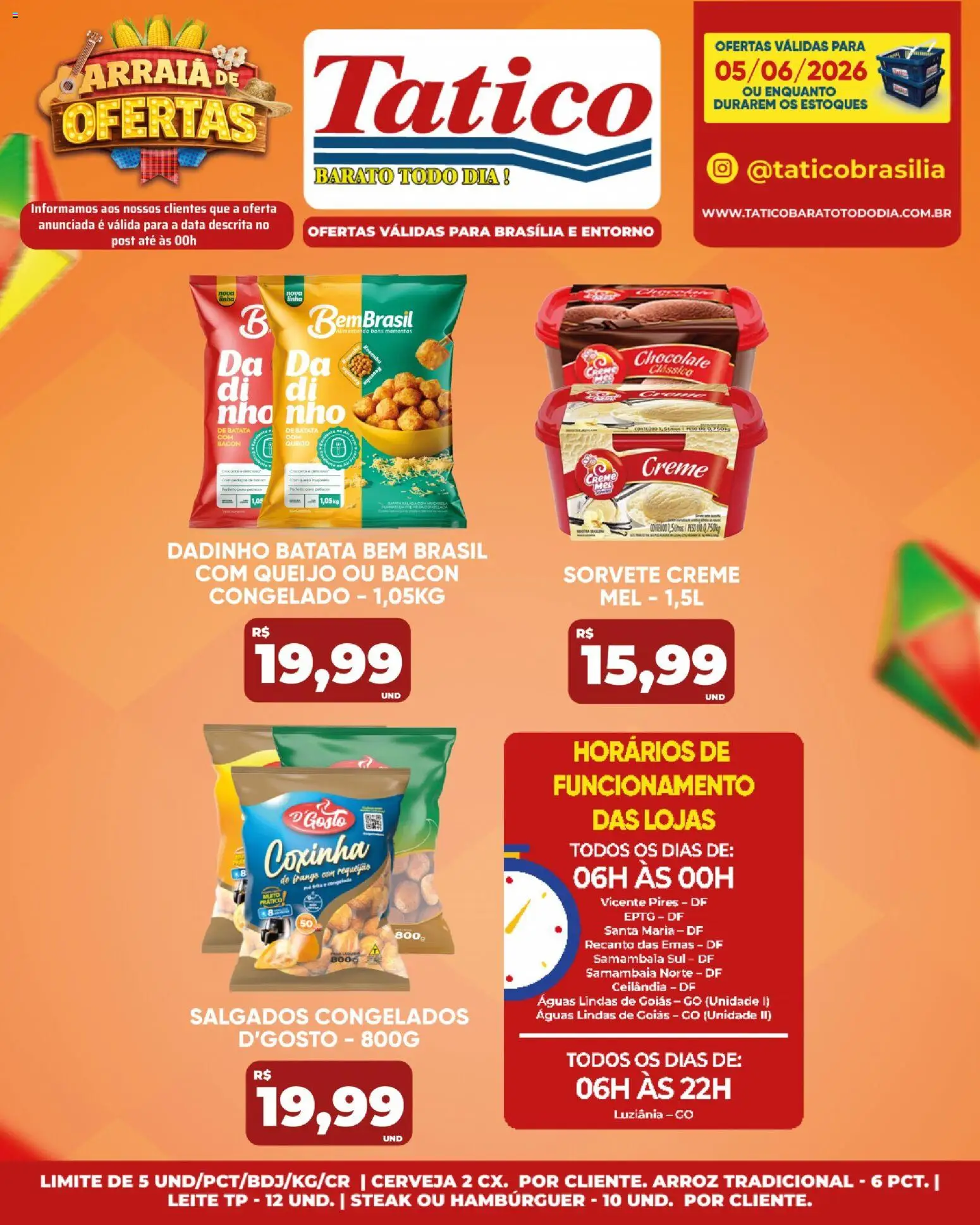 Tatico Folheto - válido de 05.06.2026 | Página: 21 | Produtos: Leite, Queijo, Hambúrguer, Sorvete