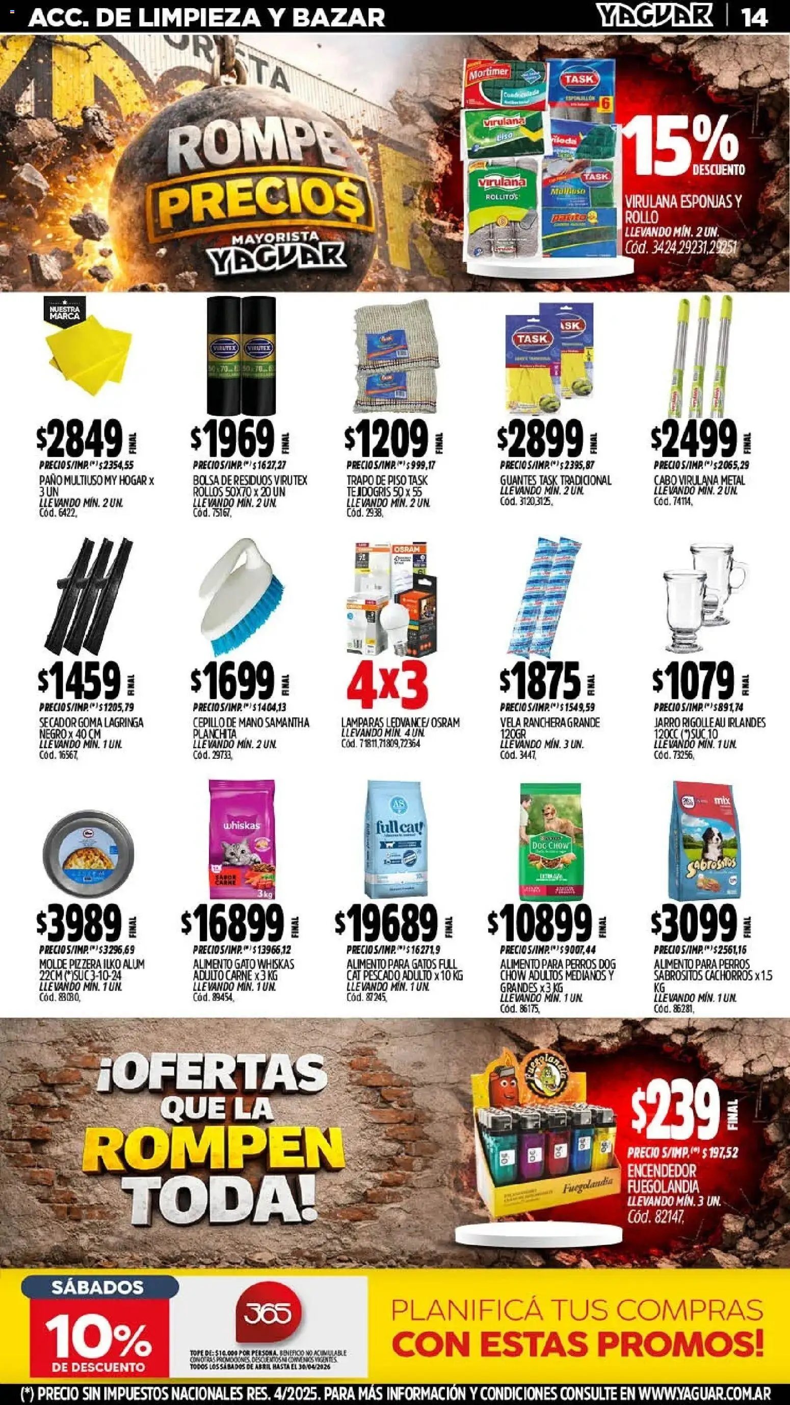 Yaguar - Oferta Semanal Jujuy │ válido desde el 06/04/2026 | Página: 14 | Productos: Trapo de piso, Vela, Bolsa, Carne