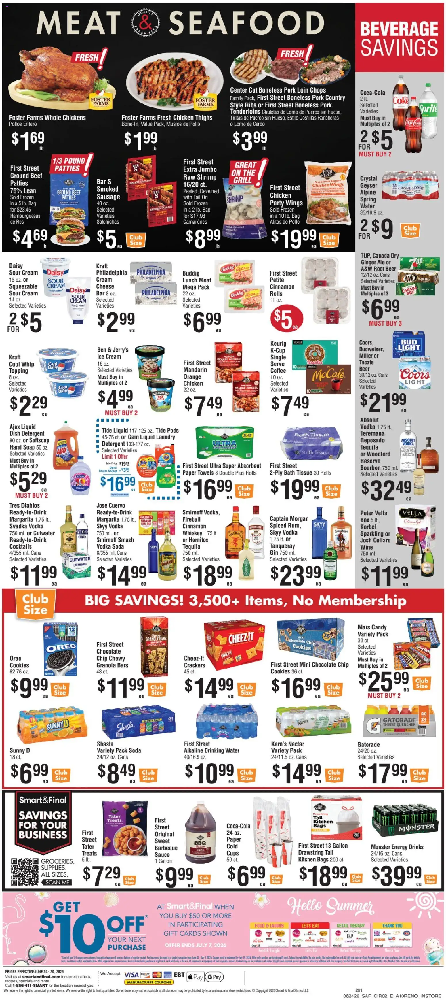 Smart & Final Weekly Ad - valid from 06/24/2026 | Page: 3 | Products: Coffee, Pork, Detergent, Water