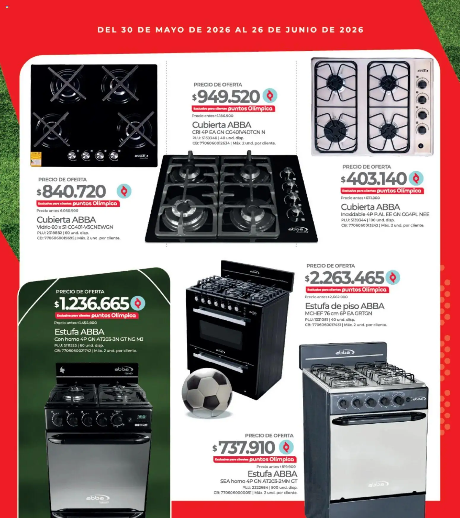 Olímpica revista - valida desde el 30.05.2026 | Página: 18 | Productos: Estufa, Horno