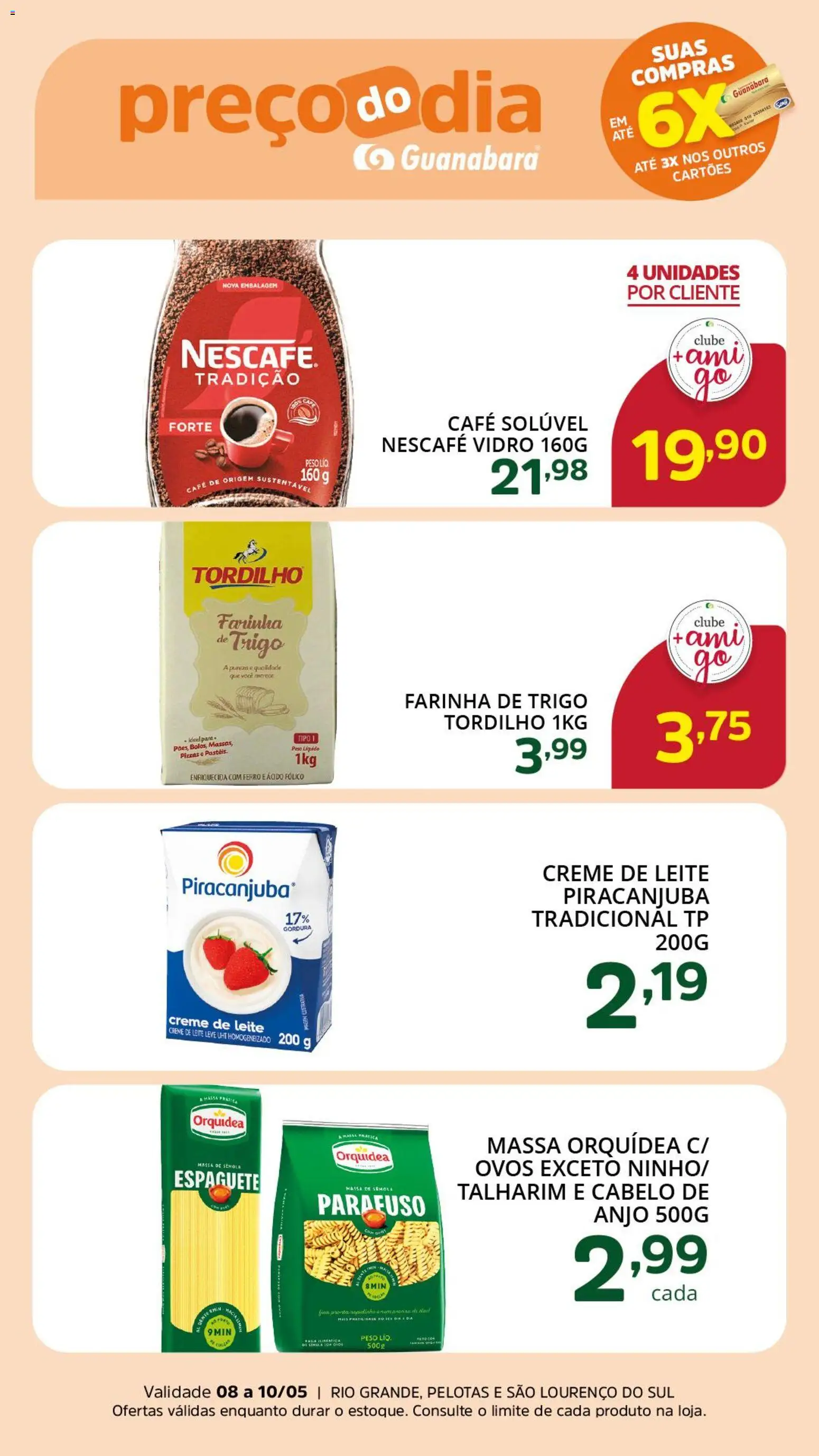Supermercado Guanabara Folheto - válido de 08.05.2026 | Página: 1 | Produtos: Ferro, Espaguete, Café, Creme de leite