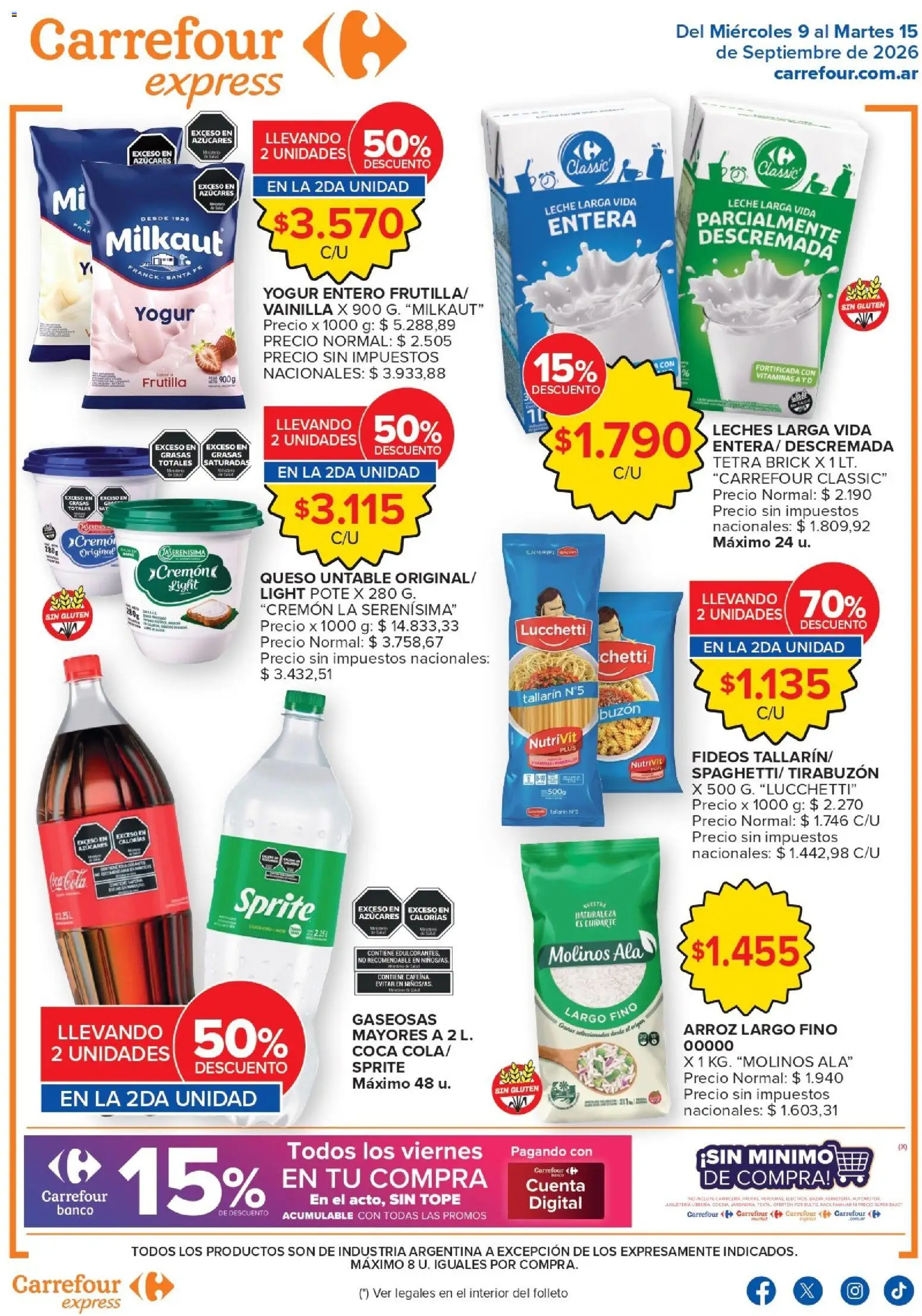 Carrefour - Carrefour Express ofertas │ válido desde el 09/09/2026 | Página: 1 | Productos: Buzón, Leche, Queso, Arroz