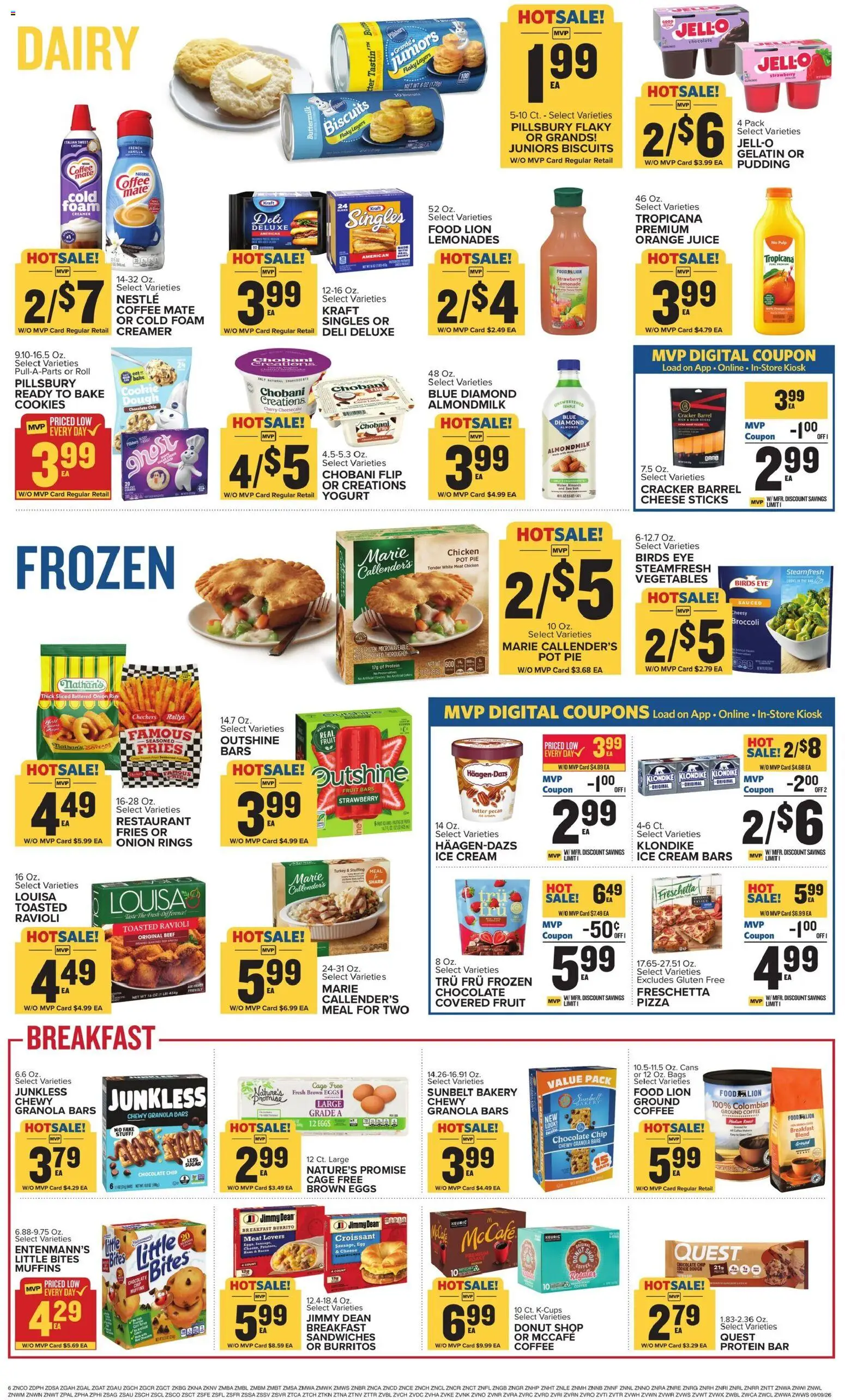 Food Lion Weekly Ad - valid from 09/09/2026 | Page: 12 | Products: Almonds, Turkey, Cheese sticks, Cream