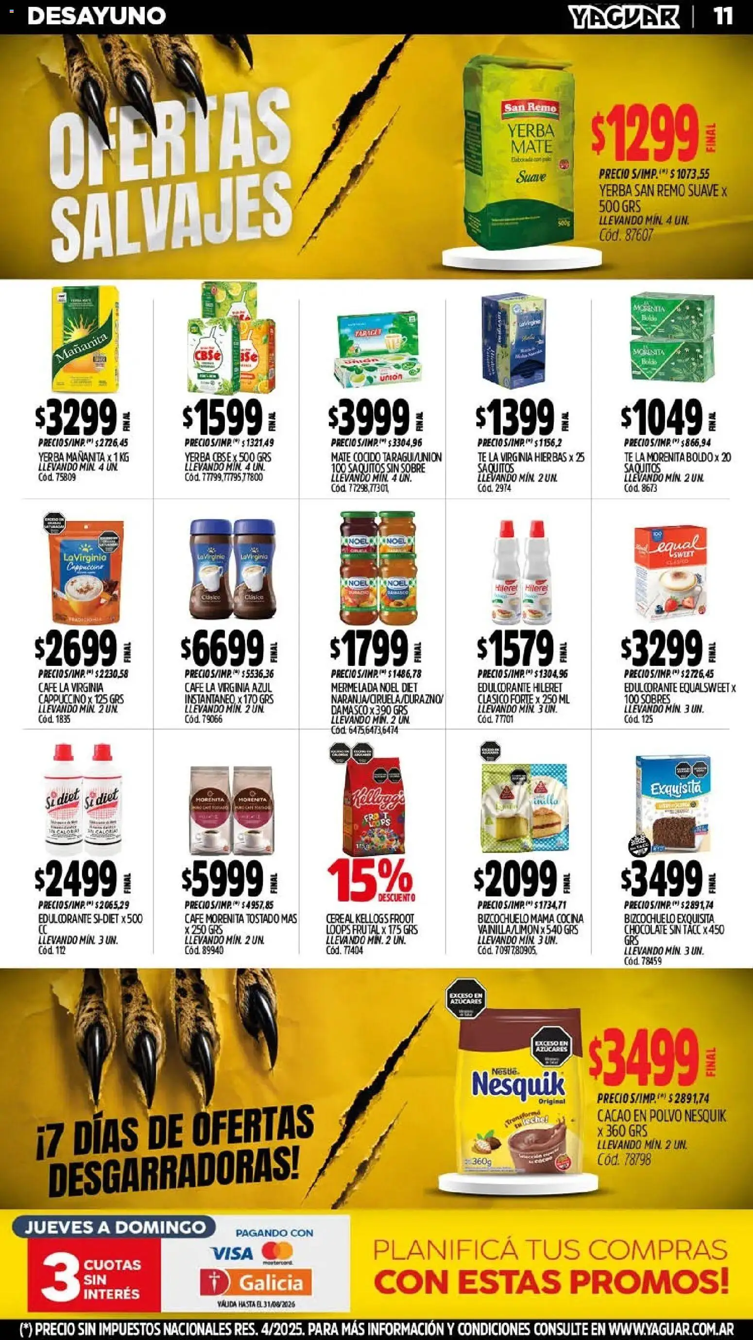 Yaguar - Oferta Semanal Chaco │ válido desde el 03/08/2026 | Página: 11 | Productos: Mate, Cocina, Chocolate, Cacao