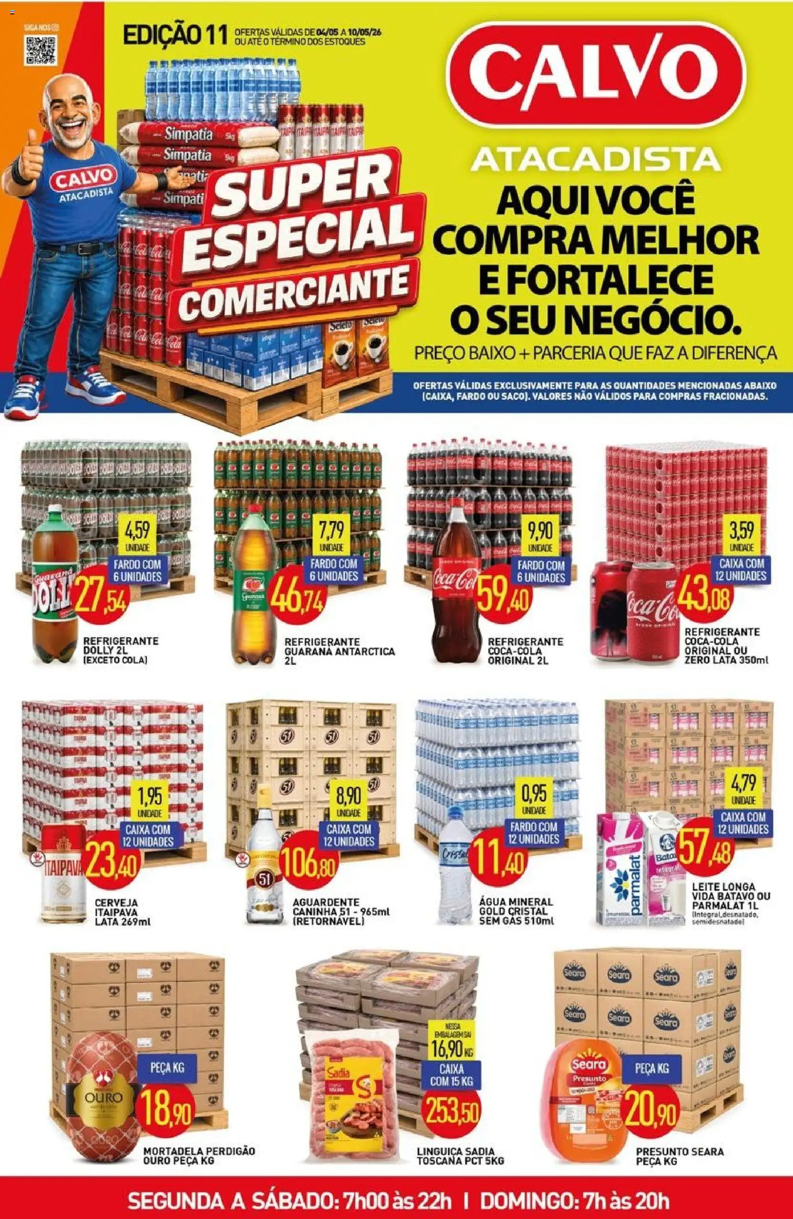Calvo Atacadista Folheto - válido de 08.05.2026 | Página: 3 | Produtos: Mortadela, Cerveja, Água mineral, Refrigerante
