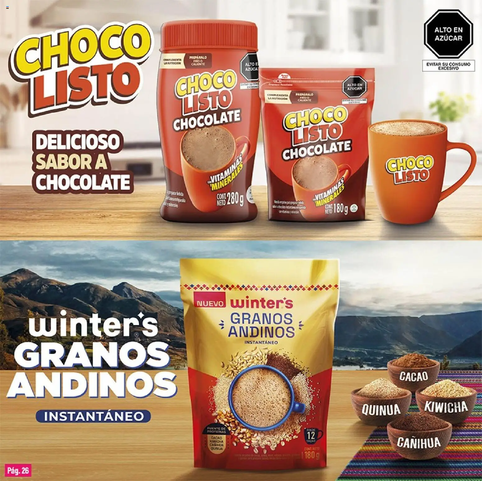 Catálogo Plaza Vea válido desde 01/09/2026 | Página: 26 | Productos: Cacao, Chocolate, Quinua, Azúcar