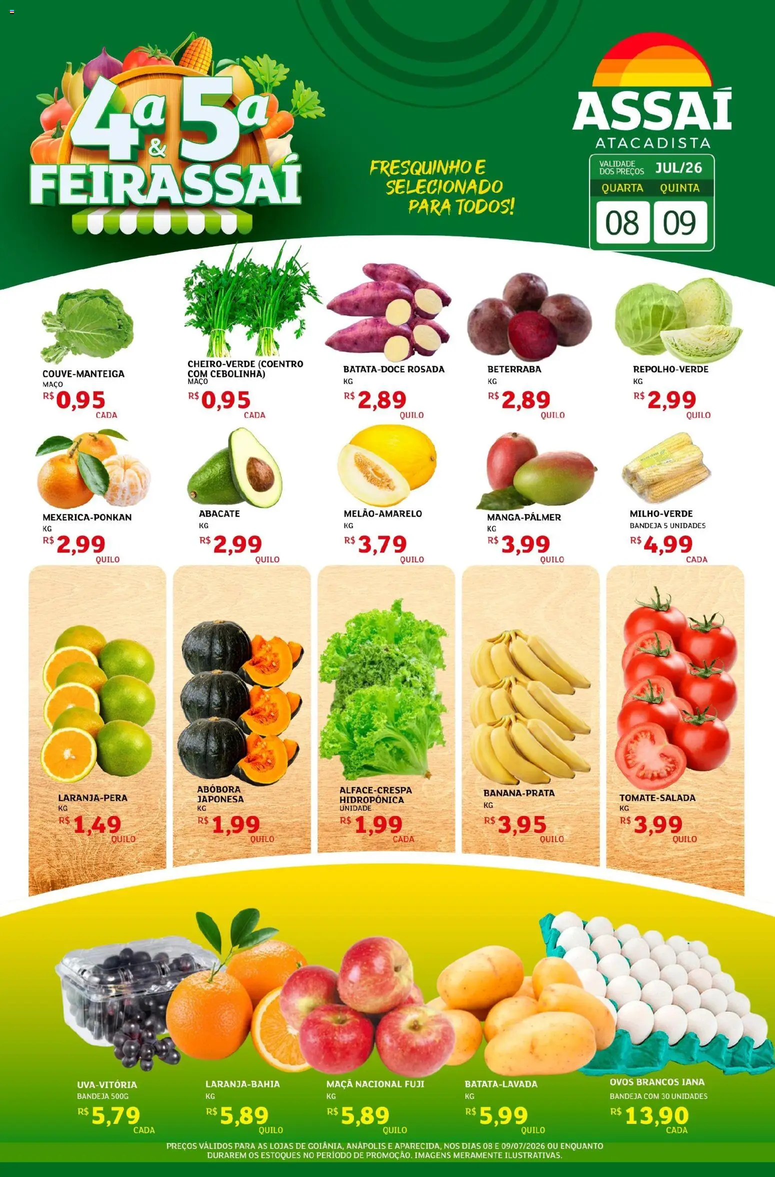 Assaí Atacadista Folheto - válido de 08/07/2026 | Página: 1 | Produtos: Abóbora, Beterraba, Ovos, Bandeja
