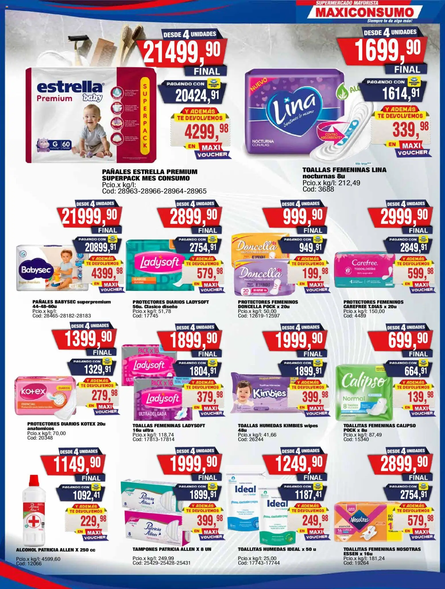 Maxiconsumo - Ofertas Zona 2 │ válido desde el 07/09/2026 | Página: 31 | Productos: Tampones, Toallas, Toallitas húmedas, Pañales