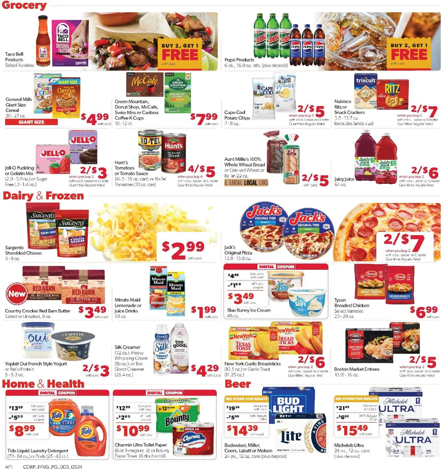 Family Fare Weekly Ad - valid from 24.05.2026 | Page: 3 | Products: Milk, Butter, Yogurt, Chips