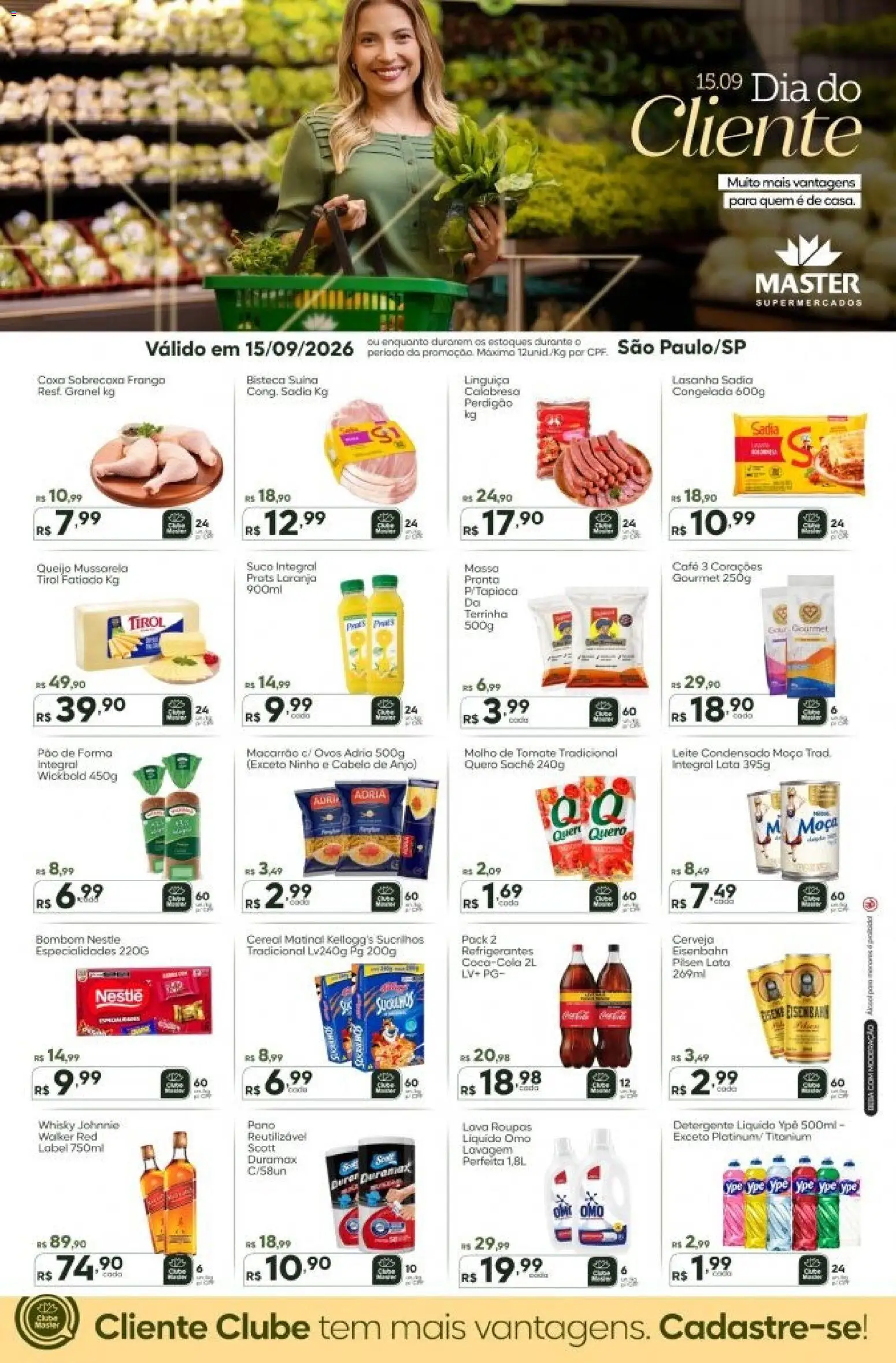 Master Folheto - válido de 15/09/2026 | Página: 1 | Produtos: Especialidades, Leite, Pão, Bombom