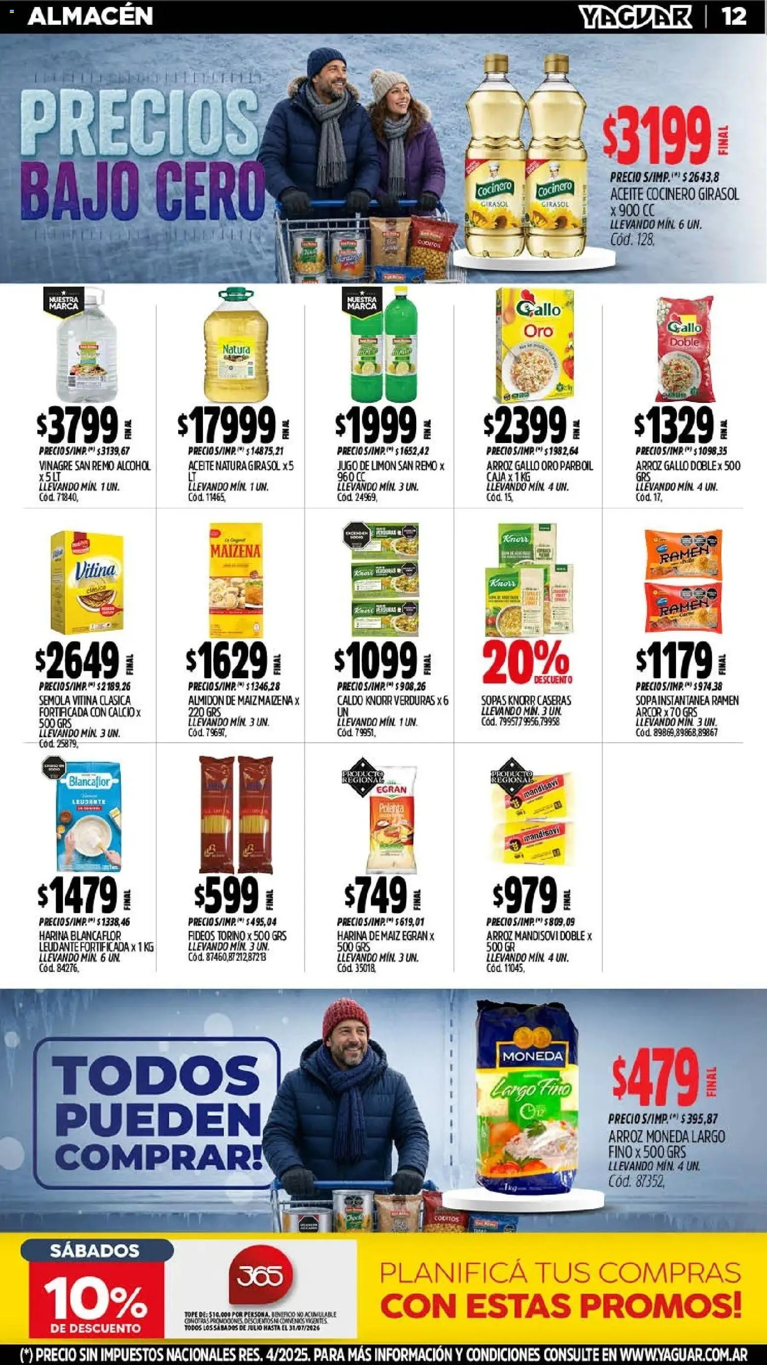 Yaguar - Oferta Semanal Córdoba │ válido desde el 20/07/2026 | Página: 12 | Productos: Caja, Harina, Aceite, Arroz