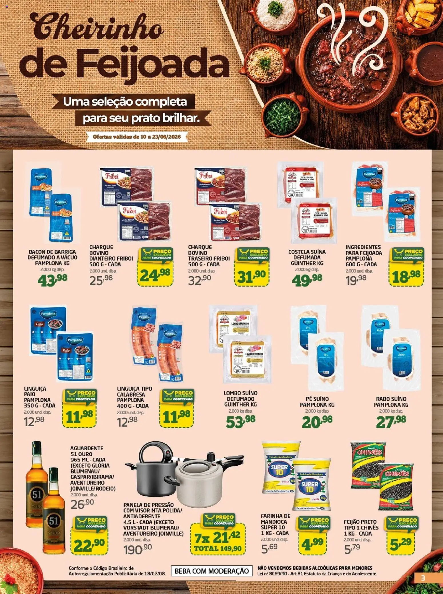 Cooper Folheto - válido de 10.06.2026 | Página: 3 | Produtos: Feijão, Mandioca, Farinha de mandioca, Panela