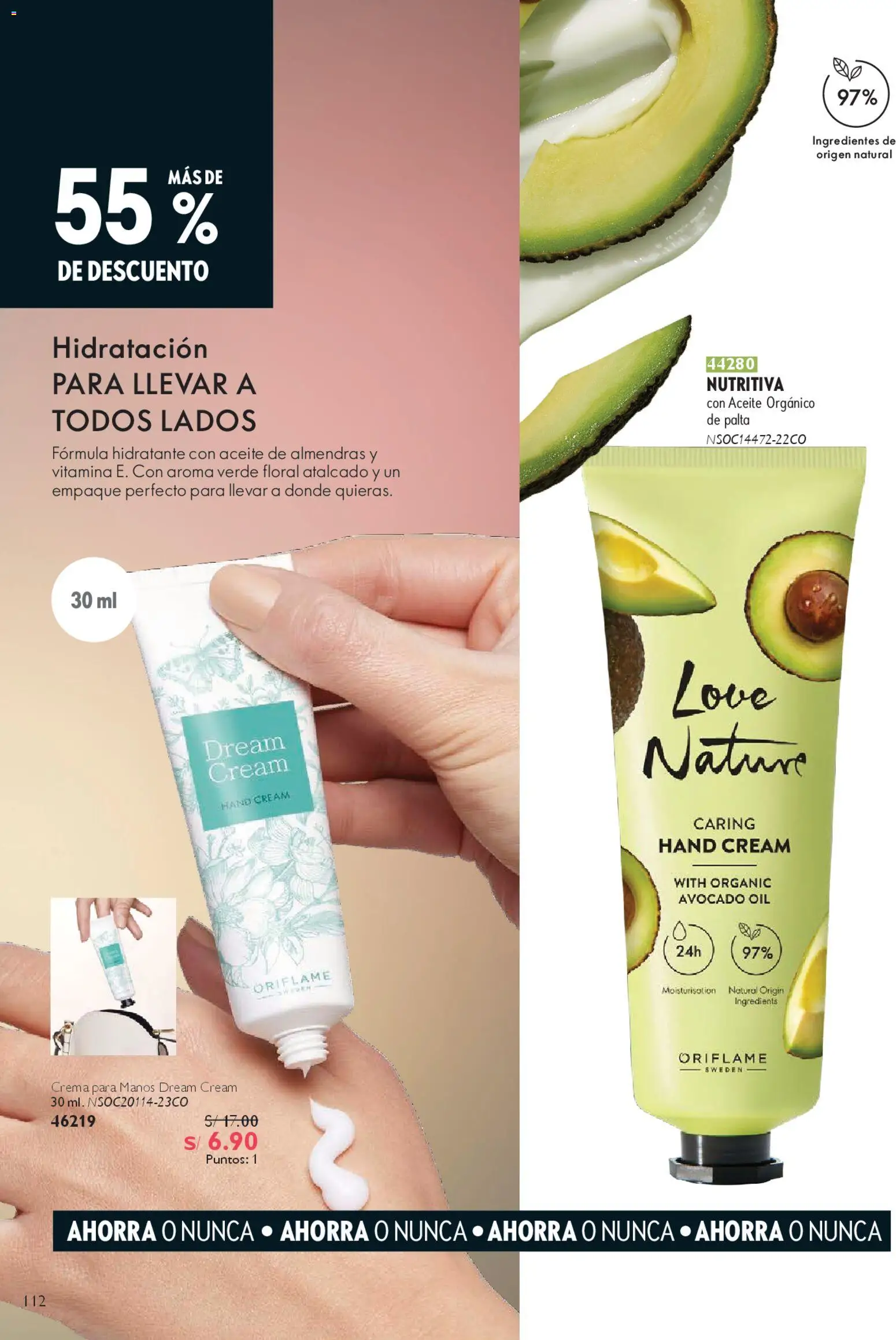 Catálogo Oriflame válido desde 28/03/2026 | Página: 112 | Productos: Crema, Ingredientes, Empaque, Crema para manos