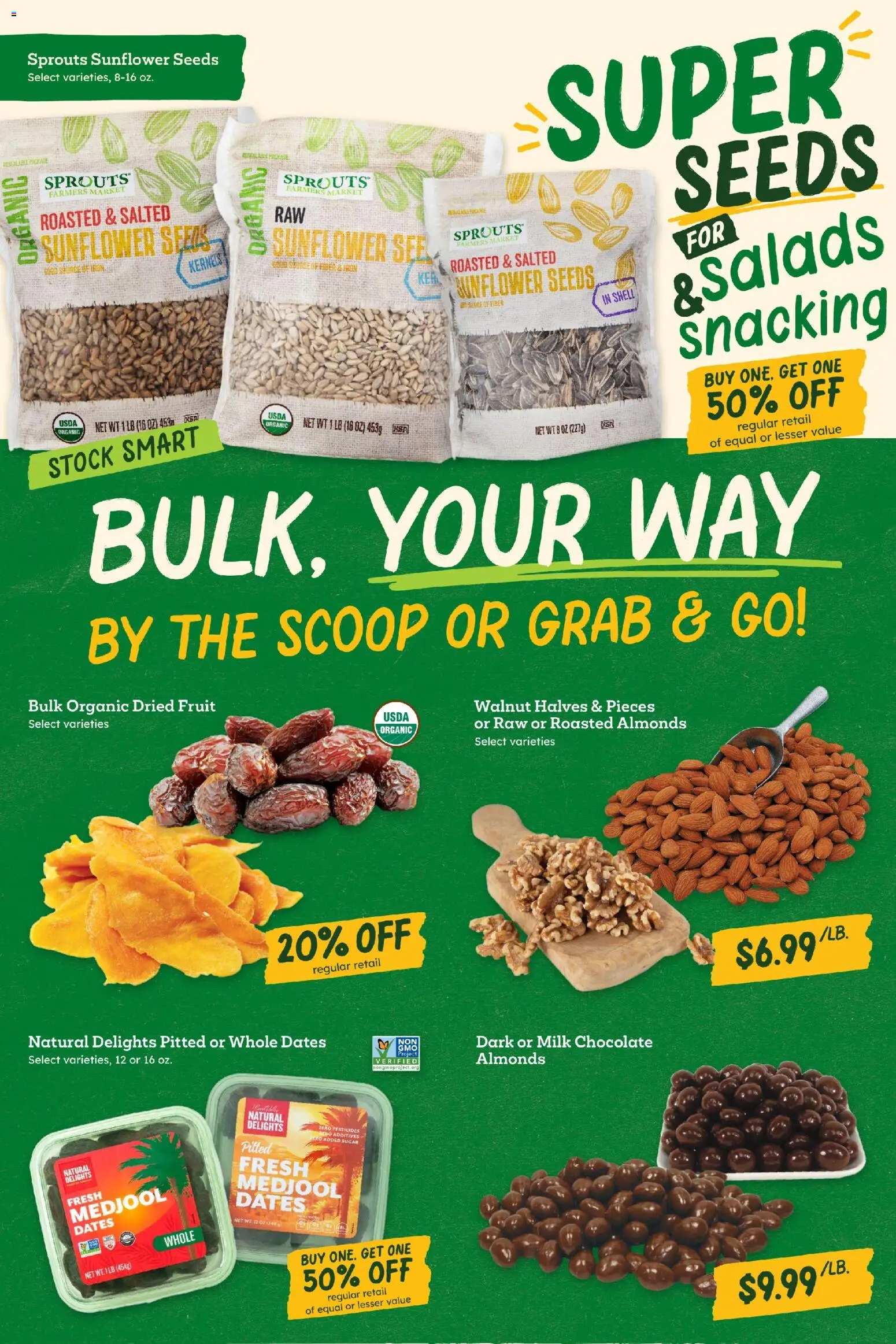 Sprouts Weekly Ad - valid from 09/16/2026 | Page: 10 | Products: Medjool Dates, Chocolate, Sunflower seeds, Sugar