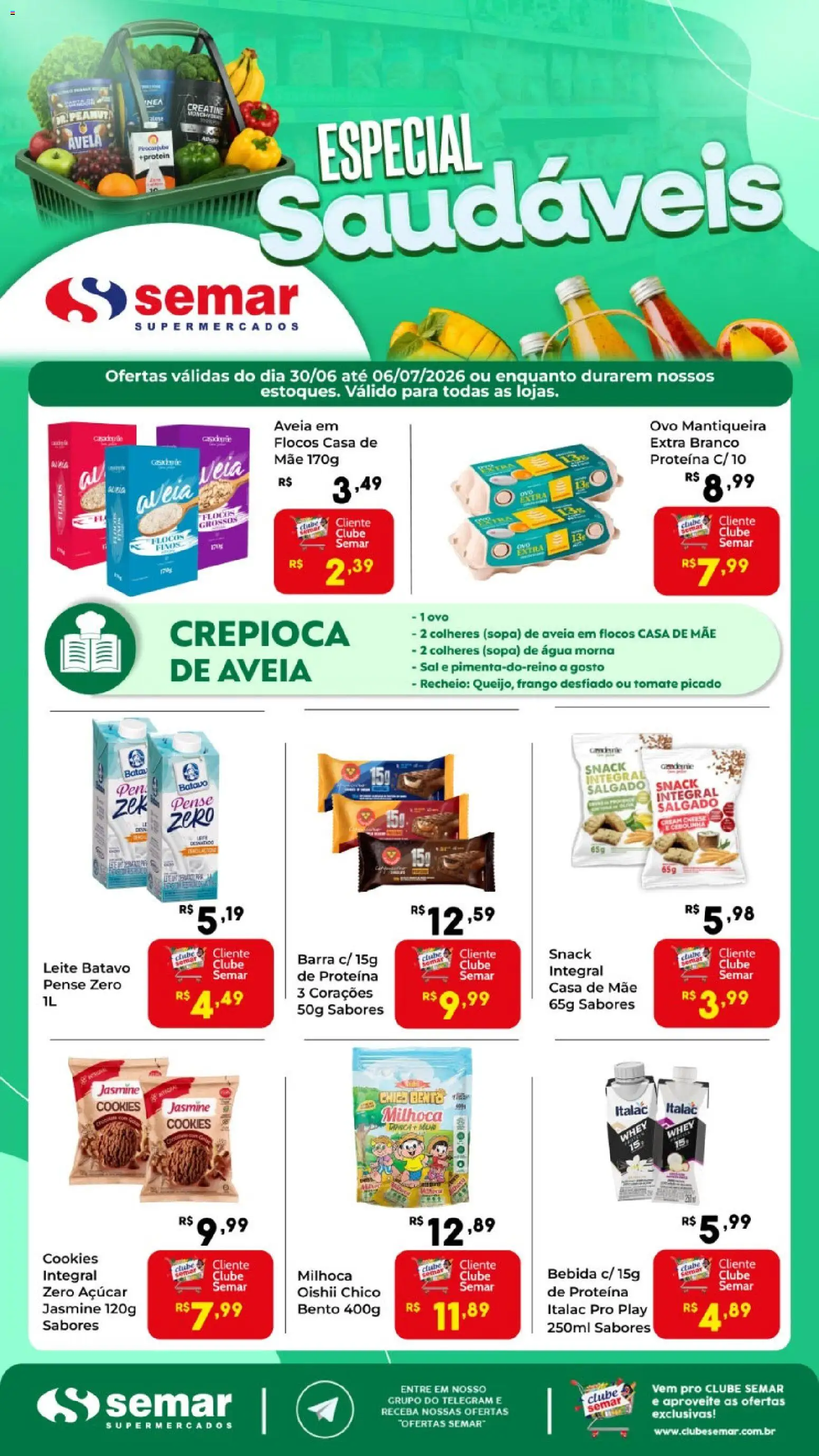 Semar Supermercado Folheto - válido de 30/06/2026 | Página: 1 | Produtos: Colheres, Flocos, Aveia, Cookies