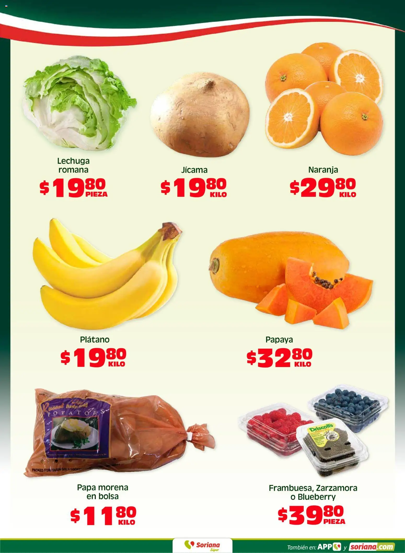 Nuevas ofertas de Soriana válidas en toda la República Mexicana desde el 08.05.2026. ¡Encuentra las mejores ofertas en Soriana Fin de Semana Súper: Saltillo y Torreón! | Página: 2 | Productos: Plátano, Papa, Bolsa, Lechuga