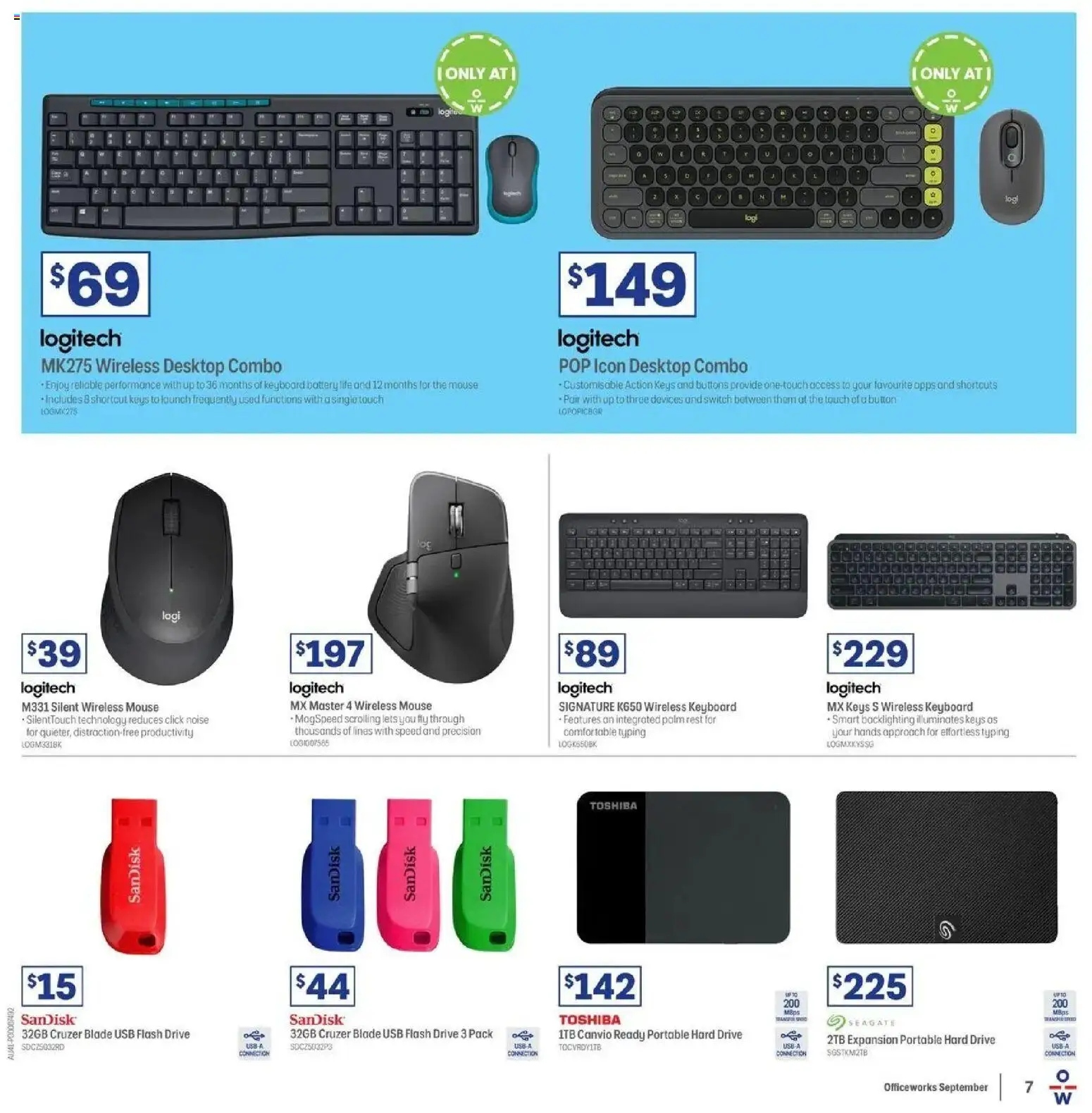 Officeworks Deals - 08/09/2026 > weekly / monthly specials | Page: 7 | Products: Battery, Desktop, Keyboard, Usb