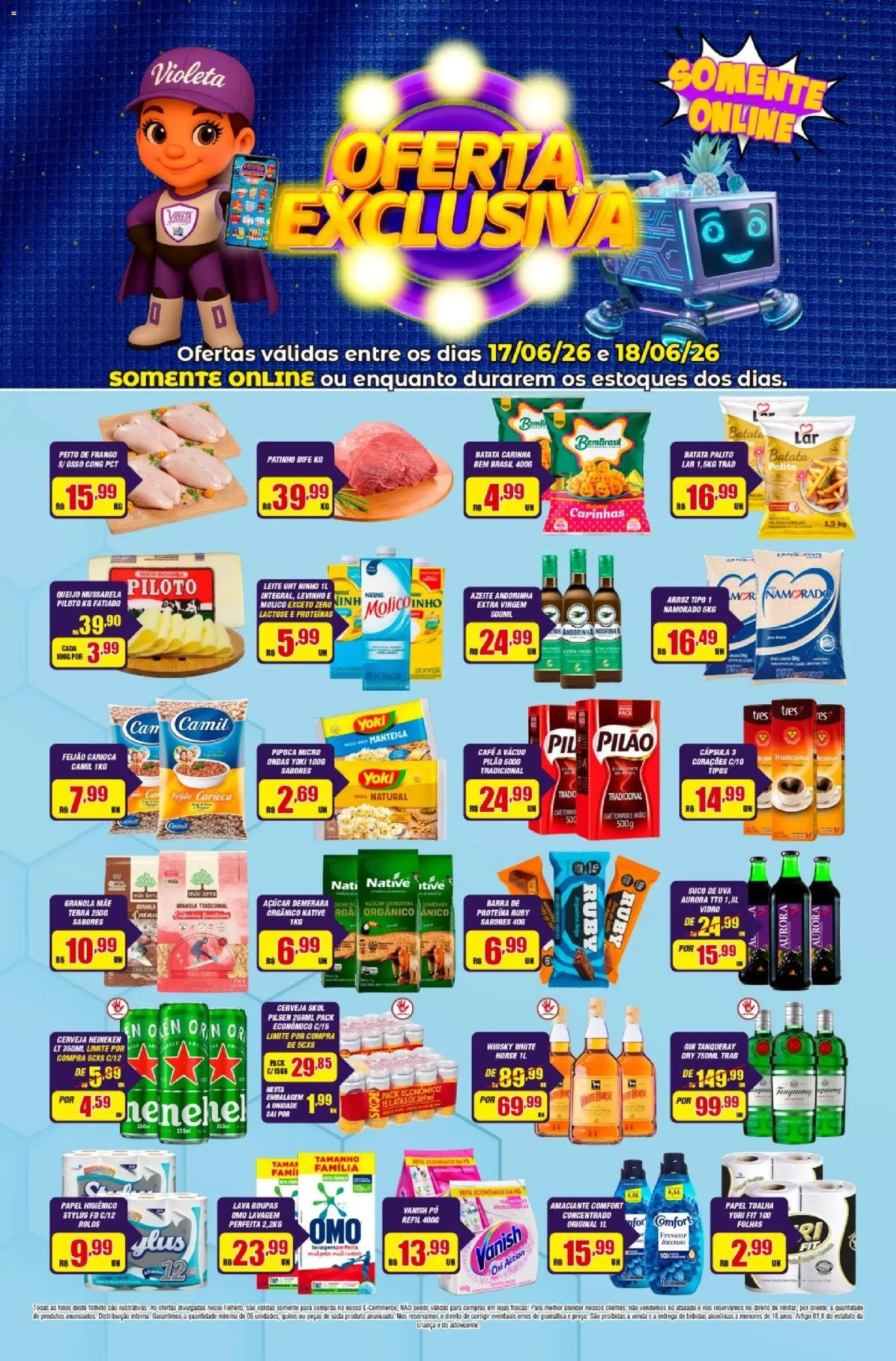 Violeta Supermercados Folheto - válido de 17.06.2026 | Página: 1 | Produtos: Açúcar demerara, Granola, Heineken, Azeite