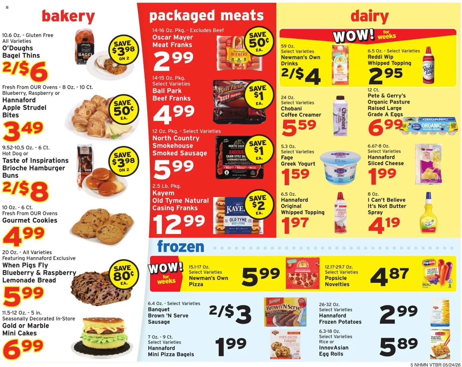 Hannaford Weekly Ad - valid from 24.05.2026 | Page: 8 | Products: Cheese, Coffee, Potatoes, Raspberry