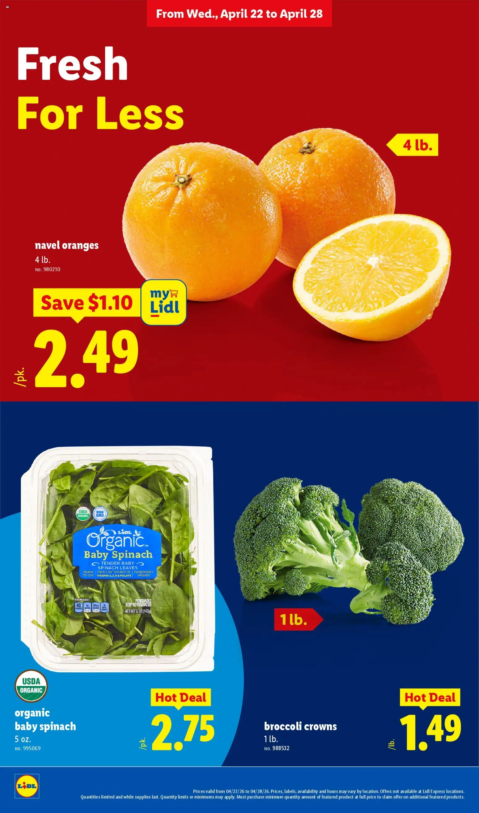 Lidl Weekly Ad - valid from 22.04.2026 | Page: 8 | Products: Vitamin, Broccoli, Spinach, Crowns