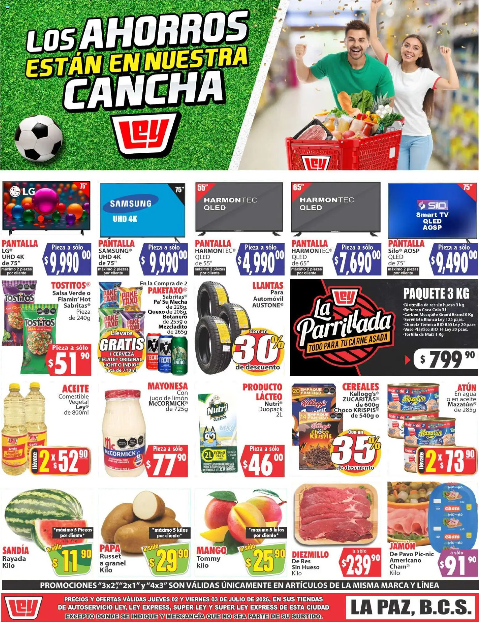 Nuevas ofertas de Casa Ley válidas en toda la República Mexicana desde el 02/07/2026. ¡Encuentra las mejores ofertas en Casa Ley folleto Autoservicio! | Página: 1 | Productos: Sandía, Agua, Jamón, Res
