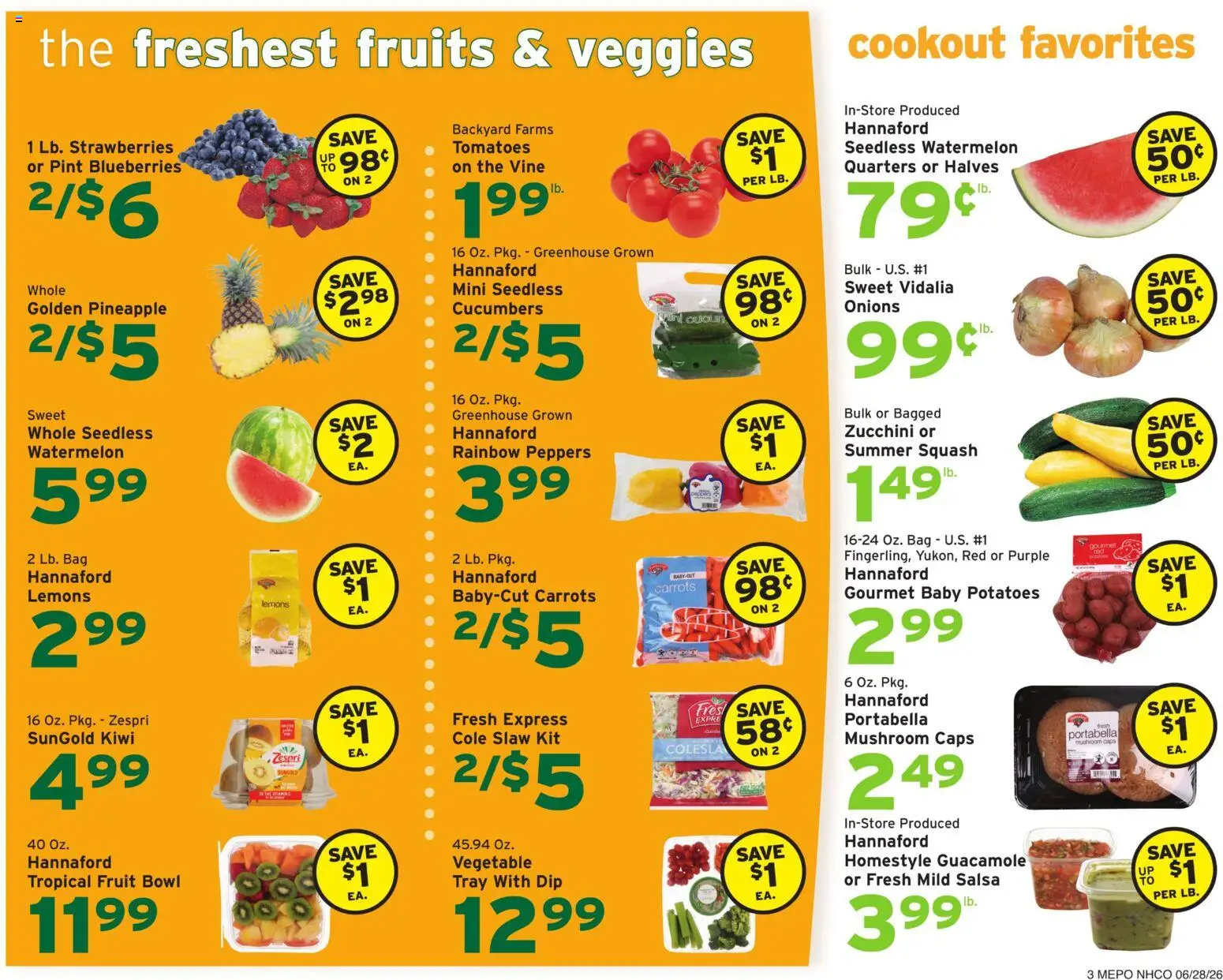 Hannaford Weekly Ad - valid from 06/28/2026 | Page: 3 | Products: Strawberries, Fruits, Blueberries, Bag