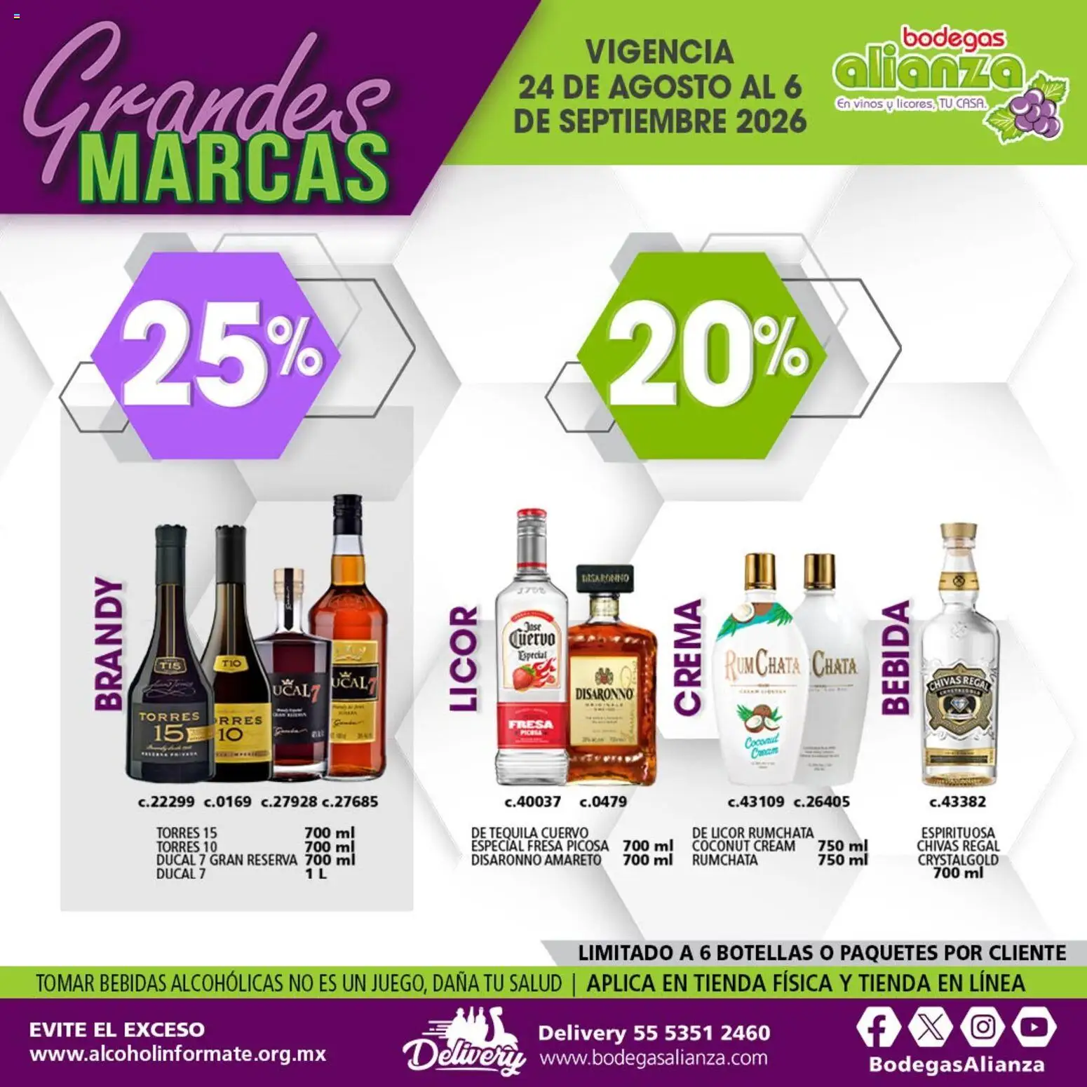 Nuevas ofertas de Bodegas Alianza válidas en toda la República Mexicana desde el 24/08/2026. ¡Encuentra las mejores ofertas en Bodegas Alianza catálogo Grandes Marcas! | Página: 9 | Productos: Fresa, Crema, Tequila, Brandy