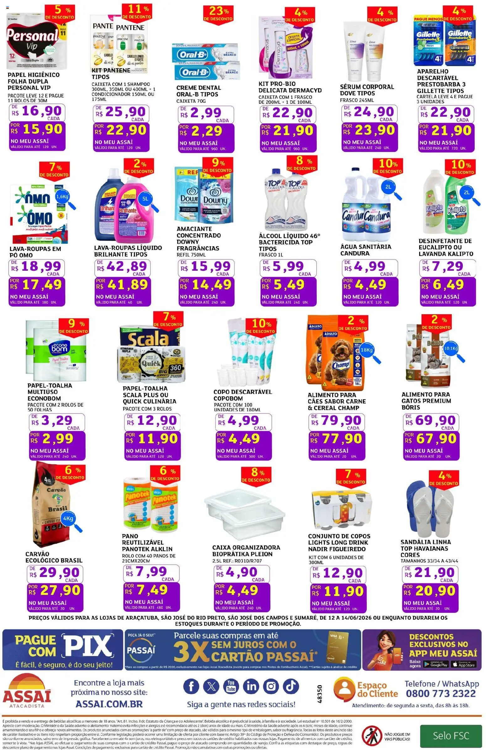 Assaí Atacadista Folheto - válido de 12.06.2026 | Página: 4 | Produtos: Pó, Rolo, Carne, Creme dental