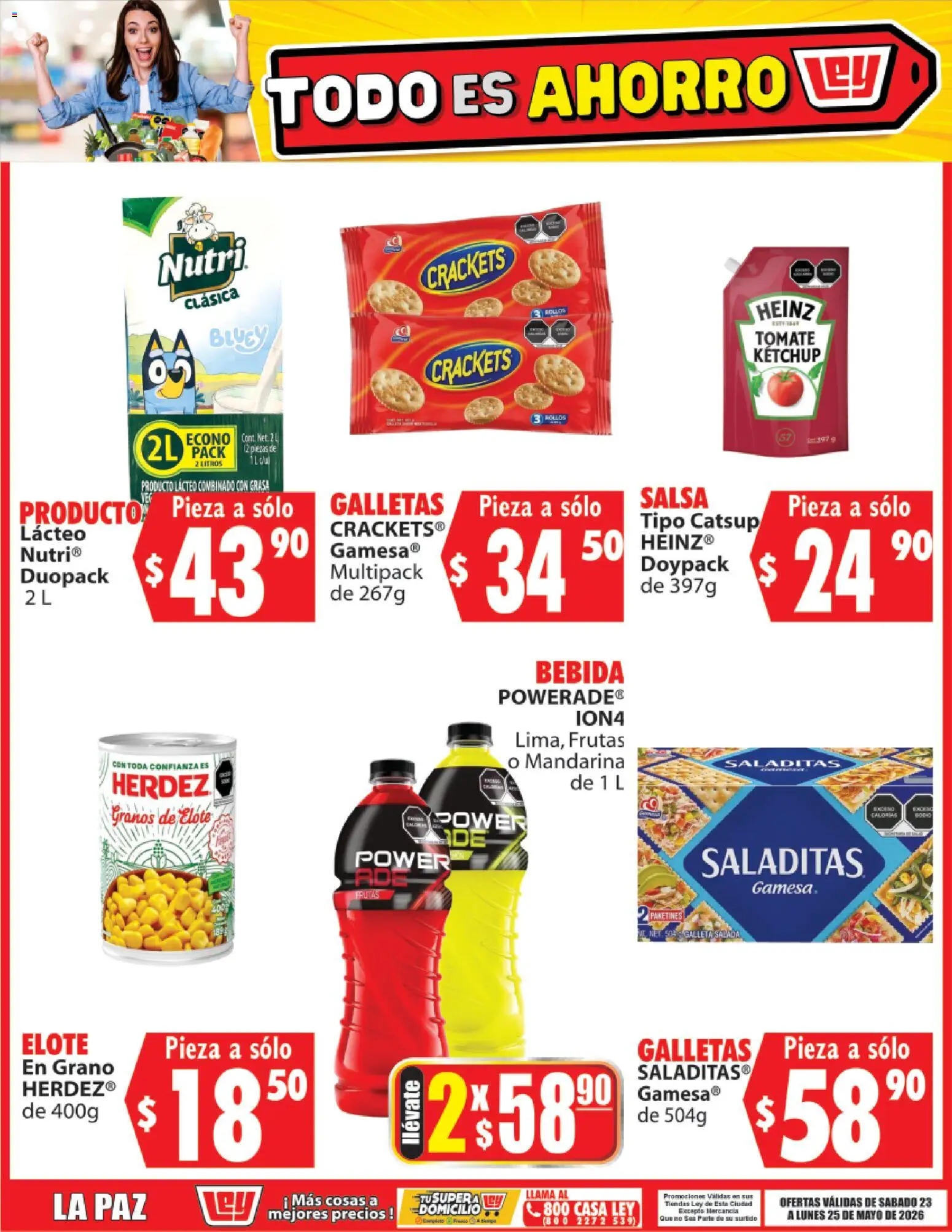 Nuevas ofertas de Casa Ley válidas en toda la República Mexicana desde el 23.05.2026. ¡Encuentra las mejores ofertas en Casa Ley folleto Todo es ahorro! | Página: 3 | Productos: Tomate, Catsup, Galletas