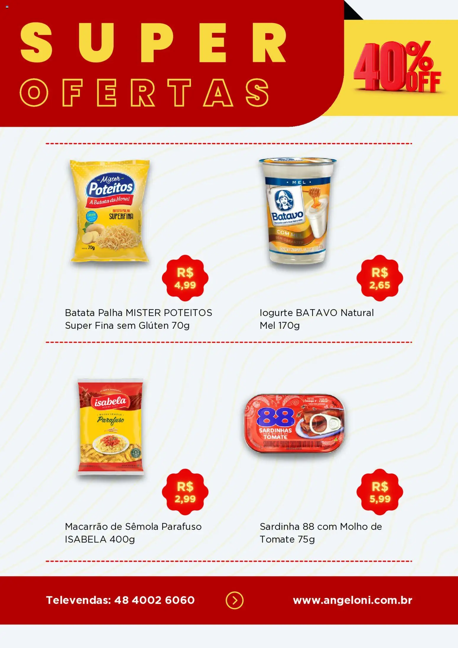 Angeloni Folheto - válido de 17/09/2026 | Página: 5 | Produtos: Macarrão, Batata palha, Batata, Sardinha