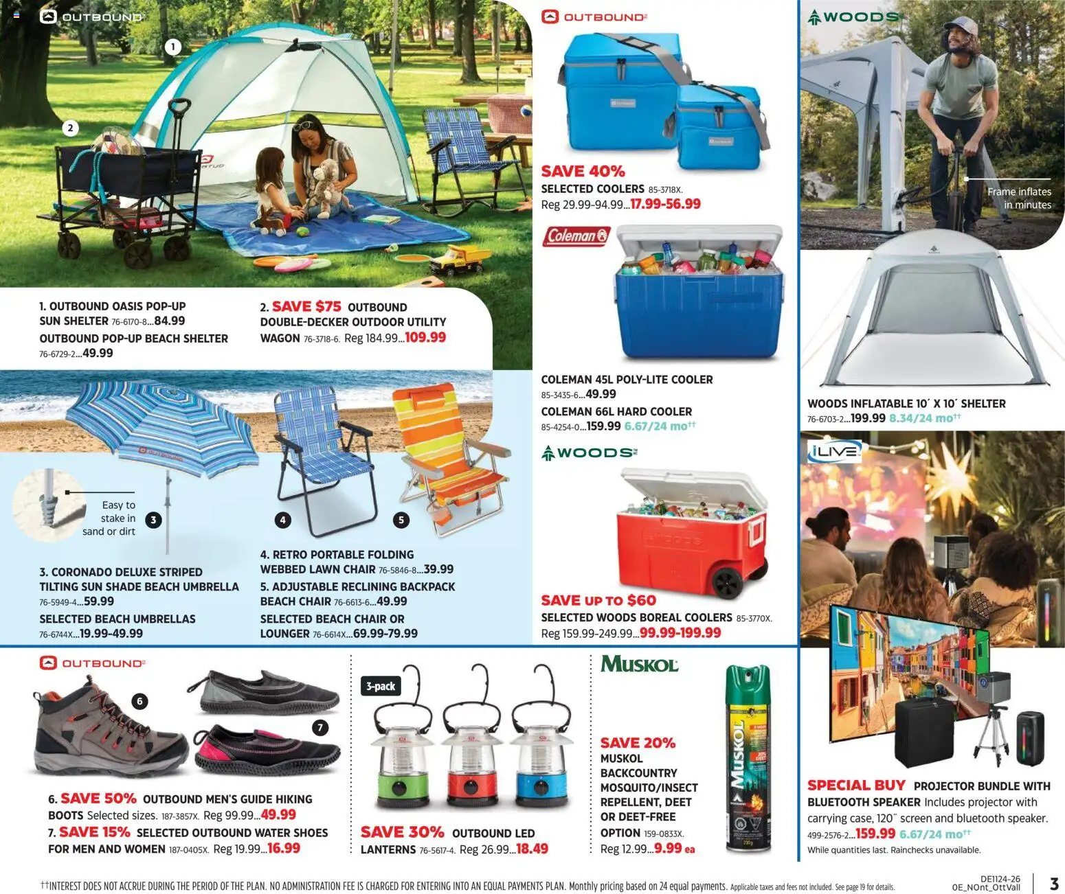 Canadian Tire flyer valid from 11.06.2026 | Page: 3 | Products: Boots, Umbrella, Speaker, Chair