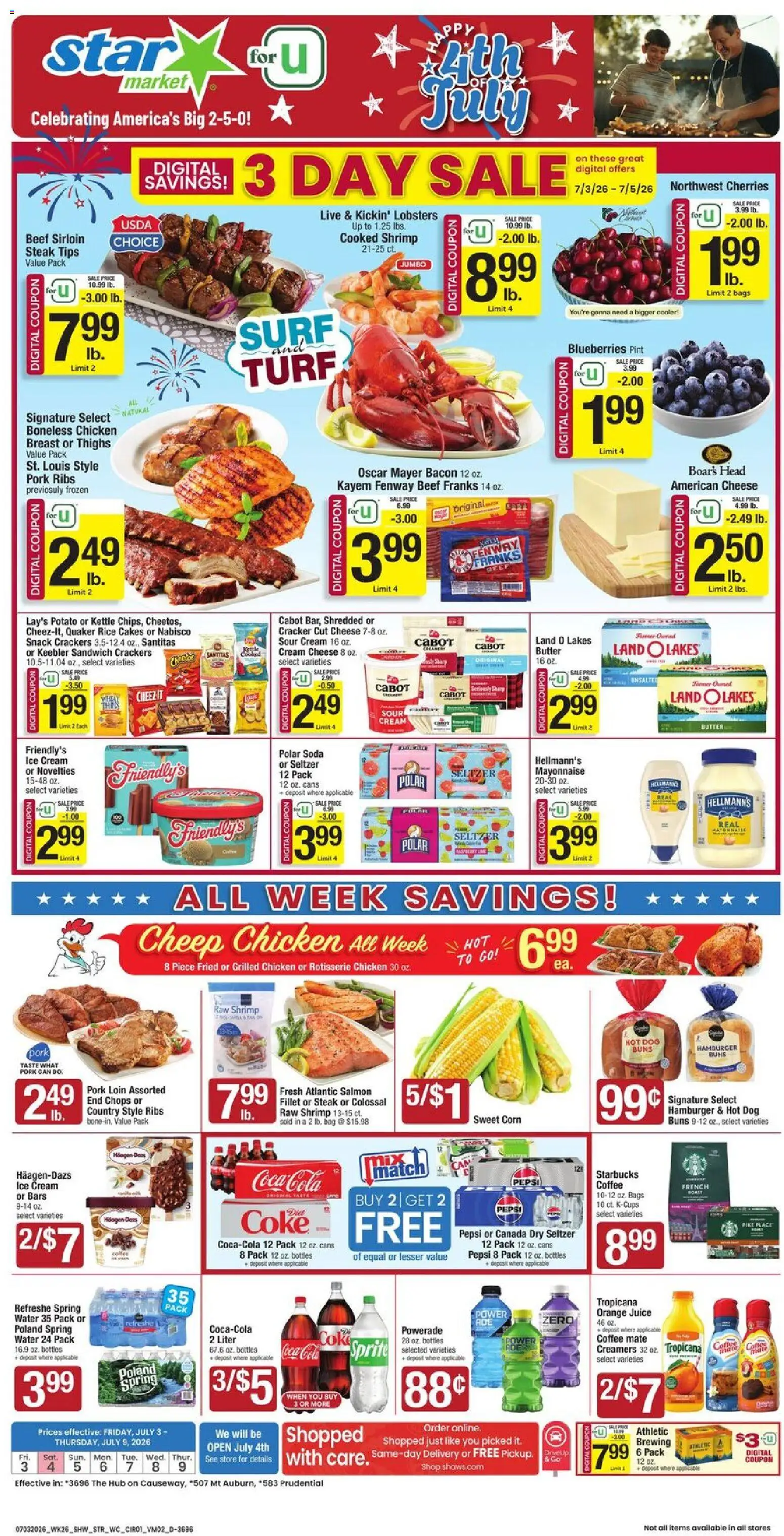 Star Market Weekly Ad - valid from 07/03/2026 | Page: 1 | Products: Cheese, Coffee, Rice, Water