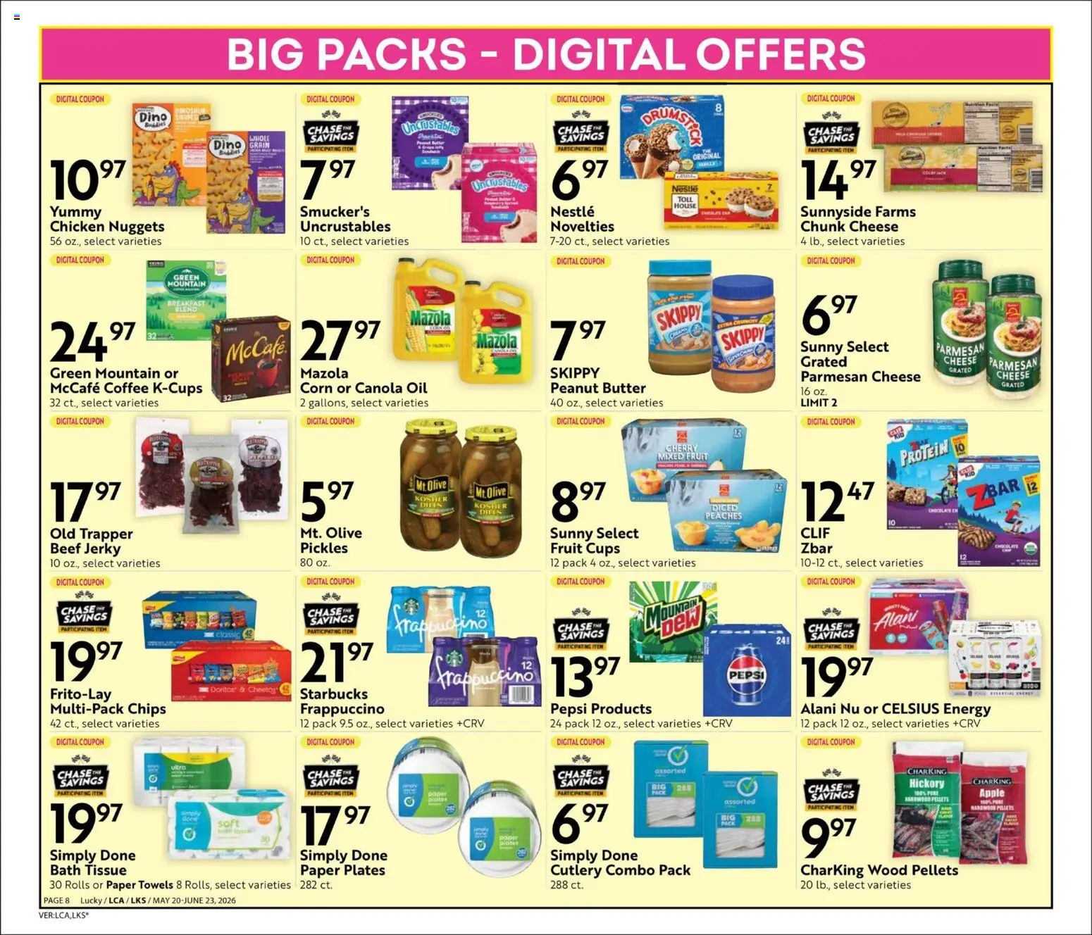 Lucky Supermarkets Big Book of Savings - valid from 20.05.2026 | Page: 8 | Products: Corn, Bath, Cheese, Coffee