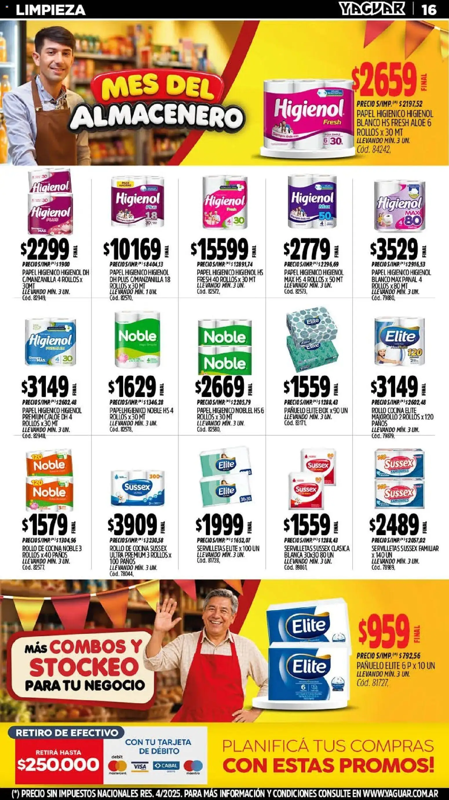 Yaguar - Oferta Semanal Neuquen │ válido desde el 28/09/2026 | Página: 16 | Productos: Papel higiénico, Pañuelo, Cocina, Servilletas