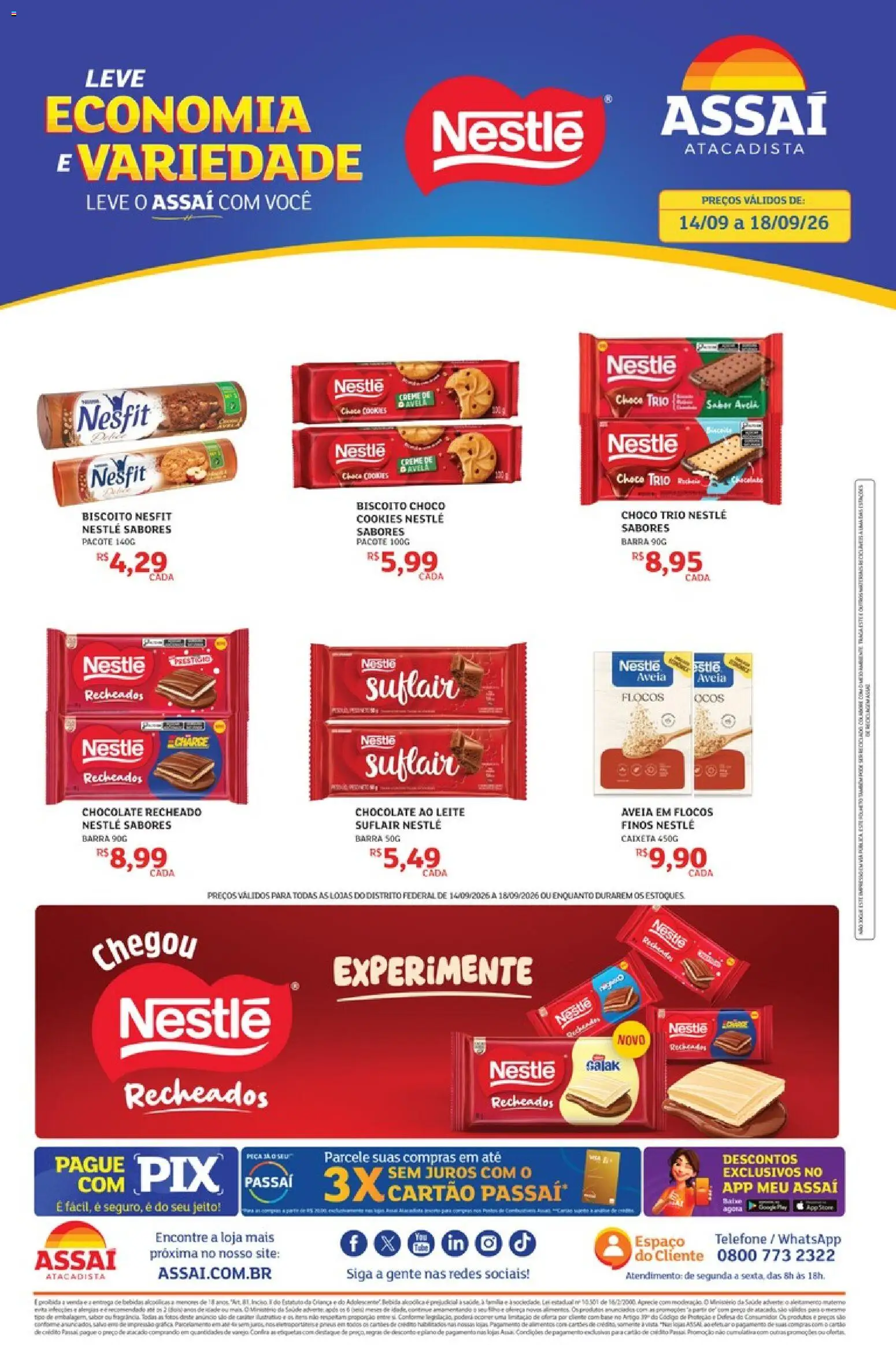 Assaí Atacadista Folheto - válido de 14/09/2026 | Página: 1 | Produtos: Biscoito, Leite, Chocolate, Cookies