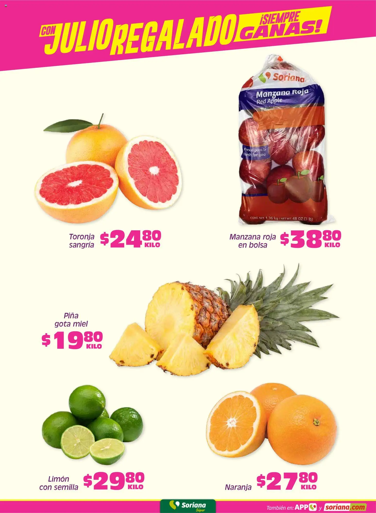 Nuevas ofertas de Soriana válidas en toda la República Mexicana desde el 05.06.2026. ¡Encuentra las mejores ofertas en Soriana Fin de Semana Súper: Tijuana, Mexicali, Ensenada, San Luis Río Colorado y Tecate! | Página: 2 | Productos: Bolsa, Limón, Toronja, Piña