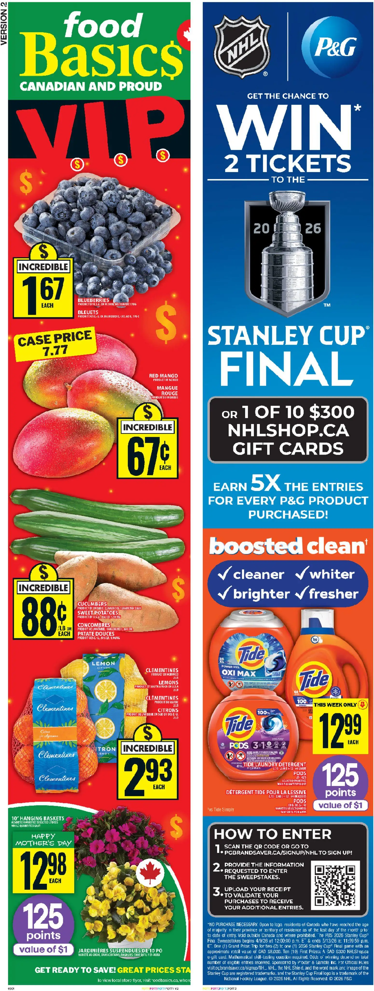 Food Basics flyer valid from 07.05.2026 | Page: 2 | Products: Cucumbers, Game, Potatoes, Detergent