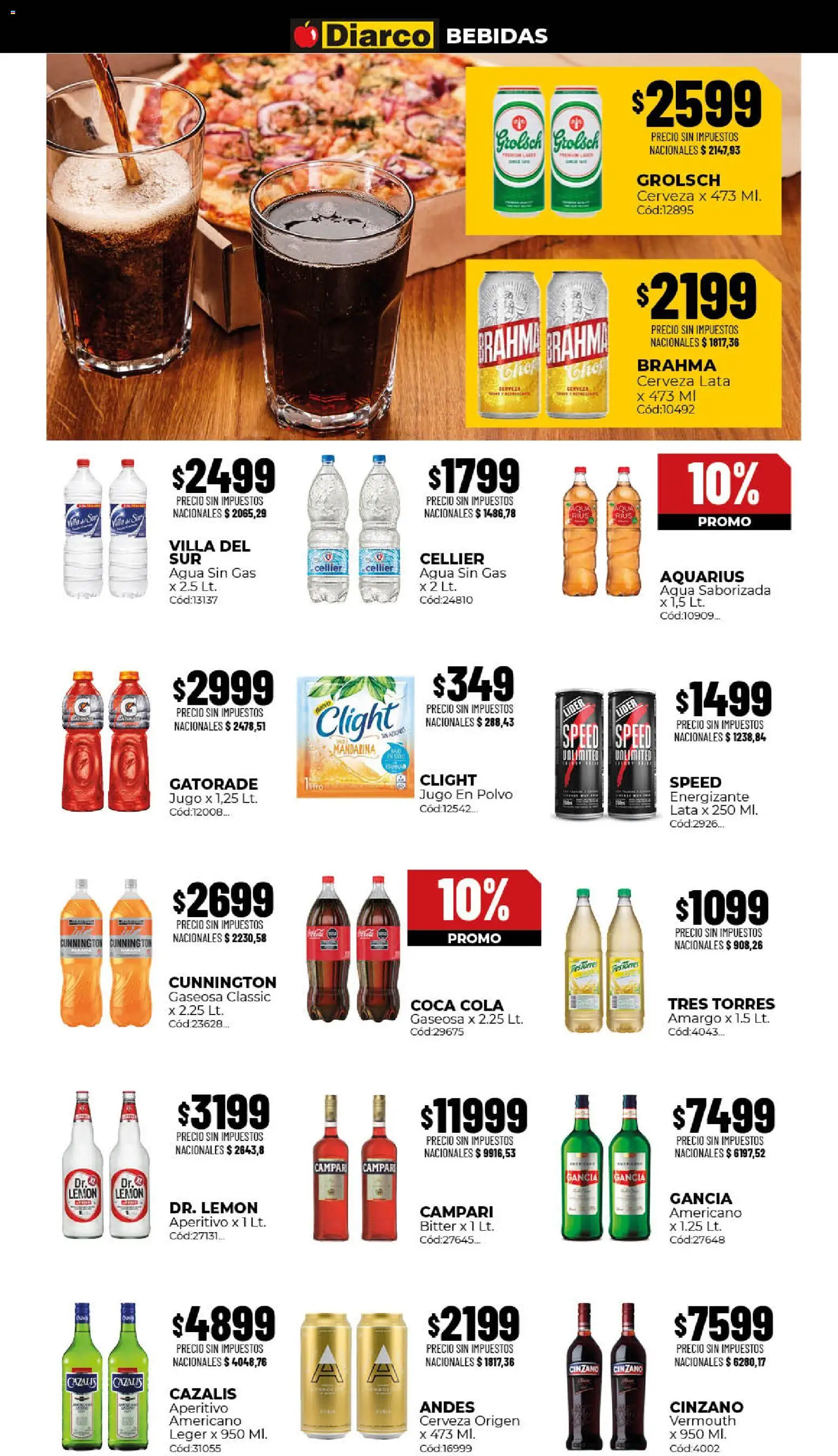 Diarco - Ofertas Sur │ válido desde el 10/08/2026 | Página: 7 | Productos: Campari, Polvo, Gaseosa, Agua