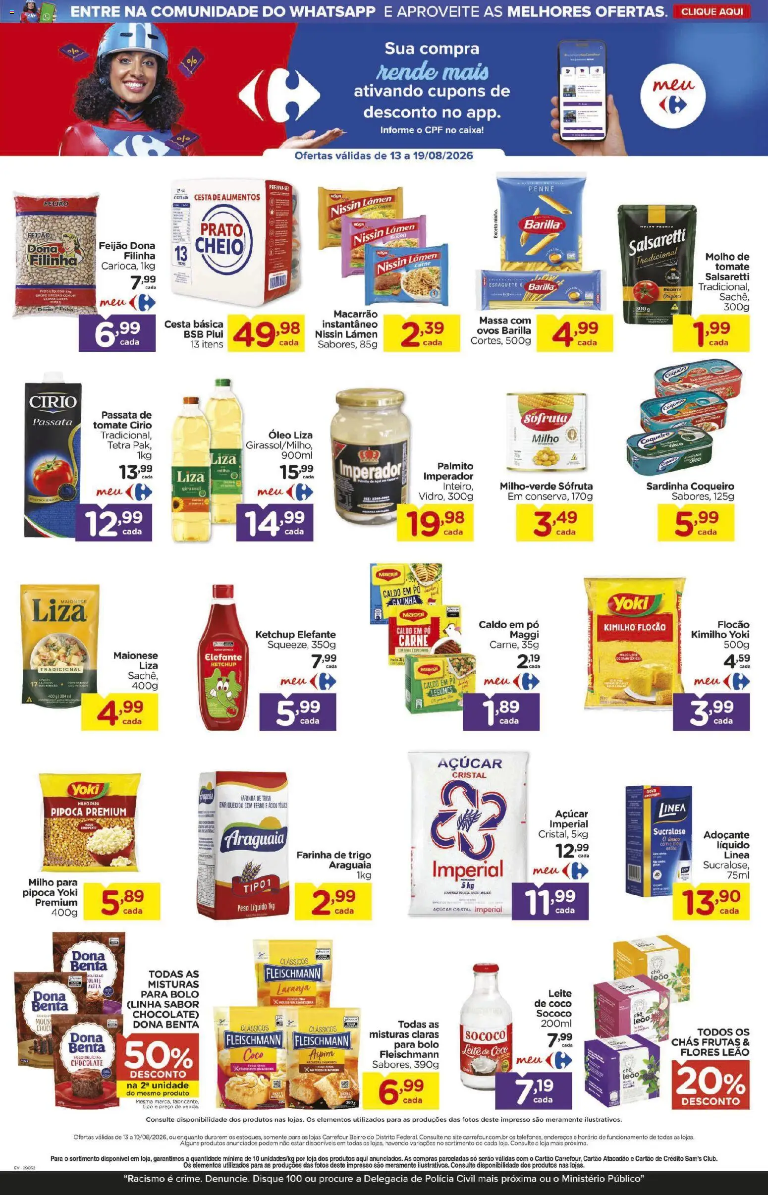 Carrefour Bairro Folheto - válido de 13/08/2026 | Página: 4 | Produtos: Passata de tomate, Farinha, Barilla, Pipoca