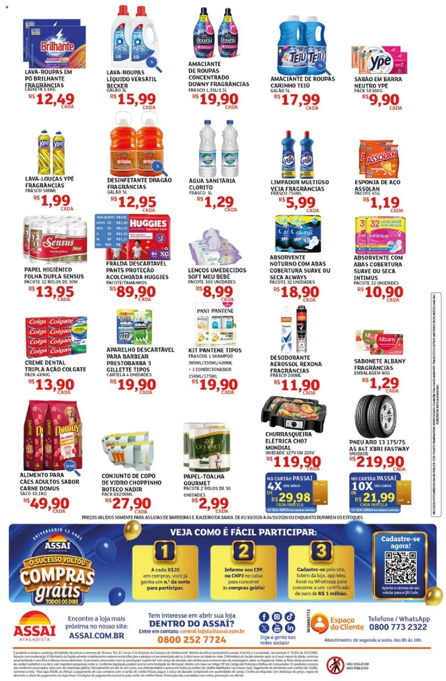 Assaí Atacadista Folheto - válido de 01/10/2026 | Página: 4 | Produtos: Sabonete, Desinfetante, Churrasqueira, Água sanitária