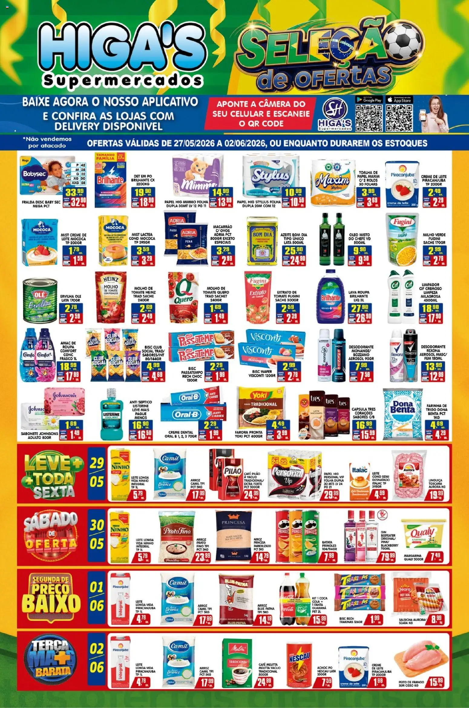 Higa's Supermercado Folheto - válido de 27.05.2026 | Página: 1 | Produtos: Ervilha, Celular, Cola, Peito de frango