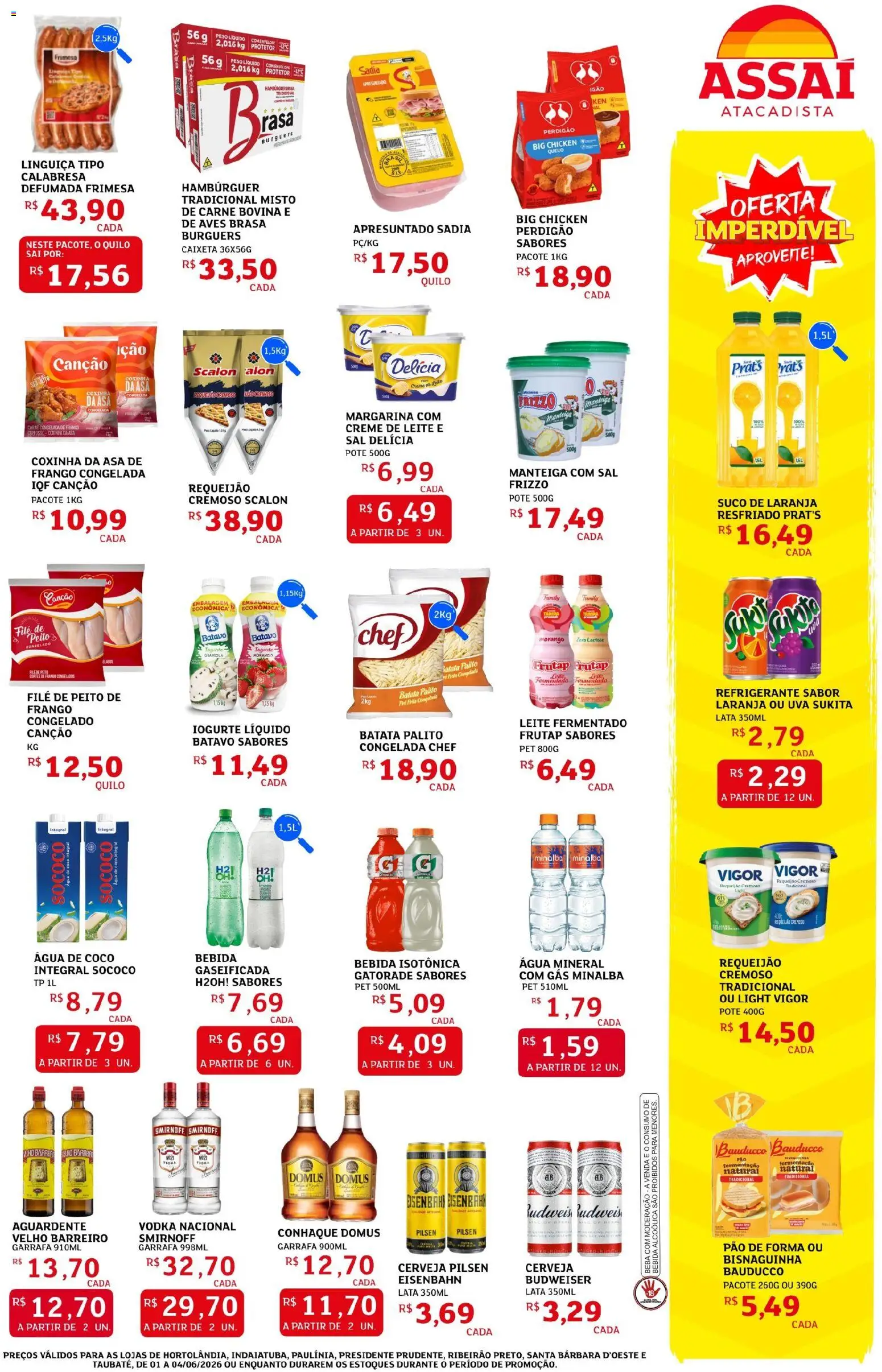 Assaí Atacadista Folheto - válido de 01.06.2026 | Página: 3 | Produtos: Minalba, Manteiga, Frango, Margarina