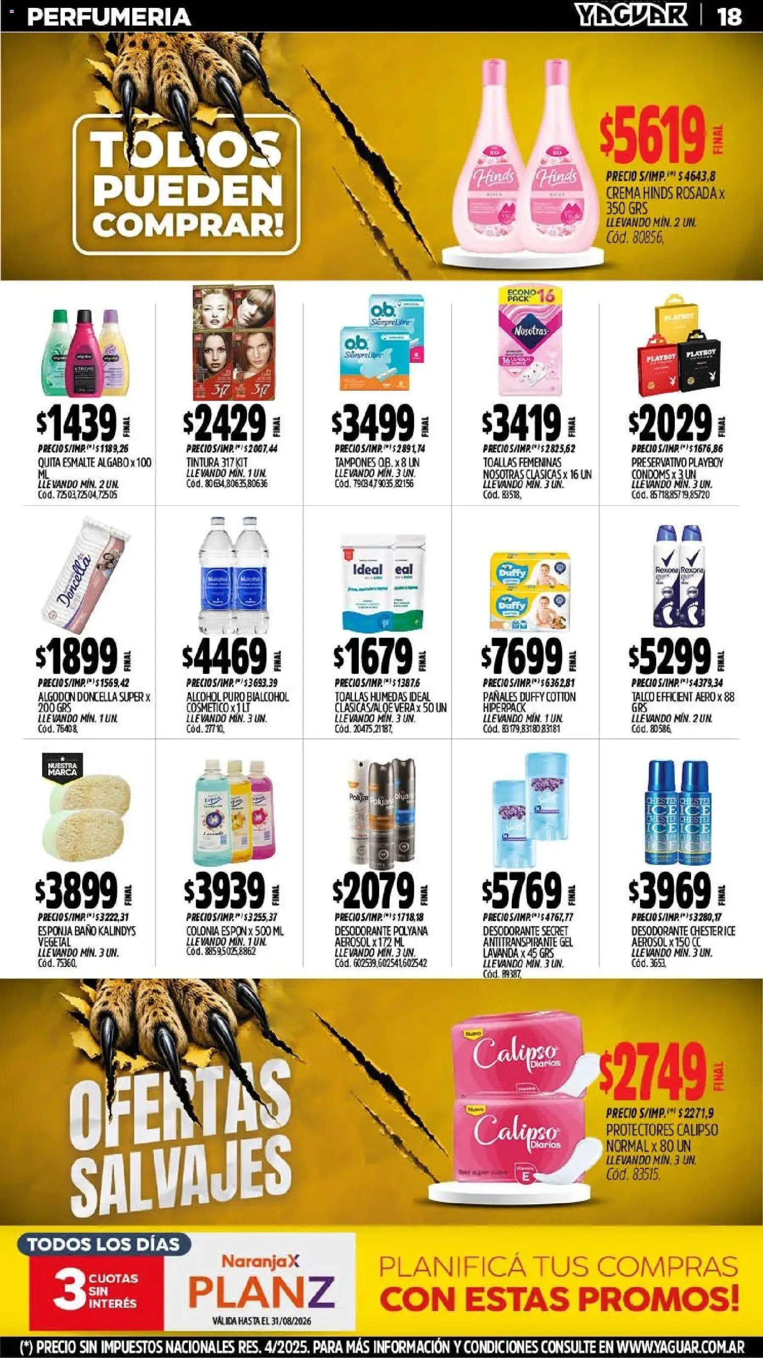 Yaguar - Oferta Semanal Chaco │ válido desde el 10/08/2026 | Página: 19 | Productos: Toallas, Baño, Desodorante, Antitranspirante