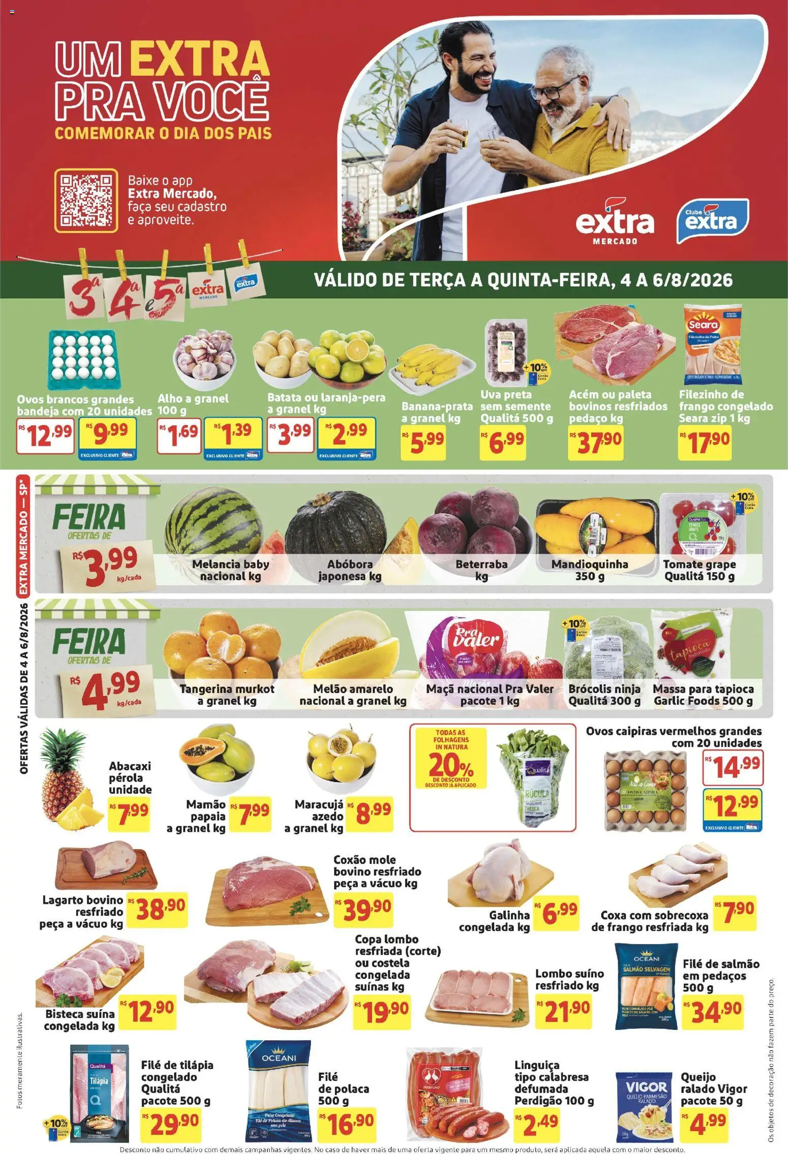 Extra Folheto - válido de 04/08/2026 | Página: 1 | Produtos: Beterraba, Salmão, Faca, Frango