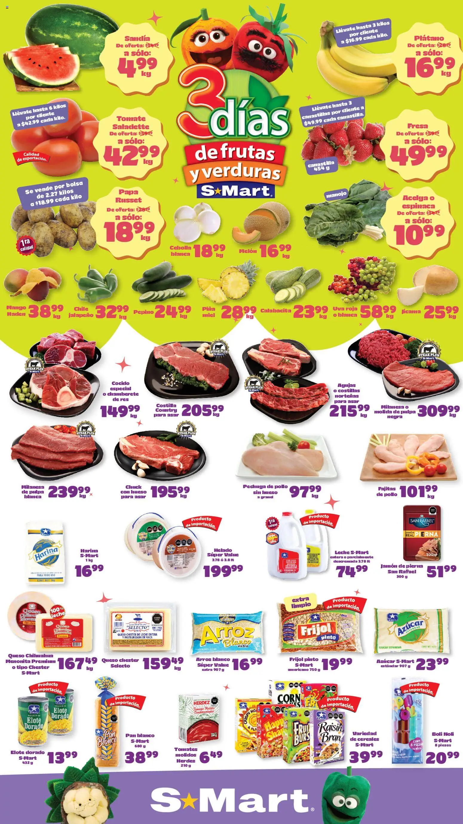 Nuevas ofertas de S-Mart válidas en toda la República Mexicana desde el 19.05.2026. ¡Encuentra las mejores ofertas en S-Mart folleto Monterrey! | Página: 1 | Productos: Pollo, Papa, Queso, Jamón