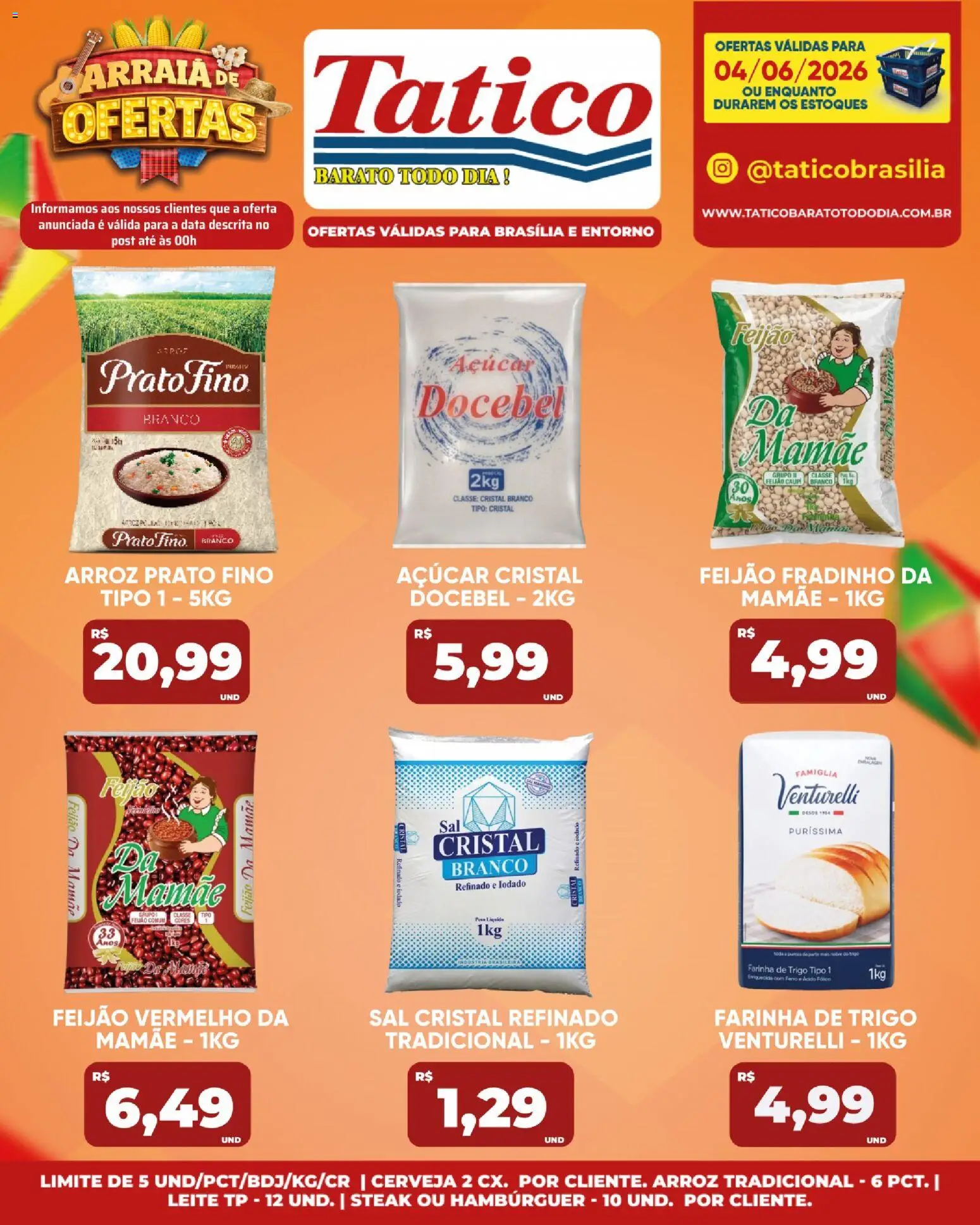 Tatico Folheto - válido de 04.06.2026 | Página: 17 | Produtos: Farinha de trigo, Arroz, Hambúrguer, Sal
